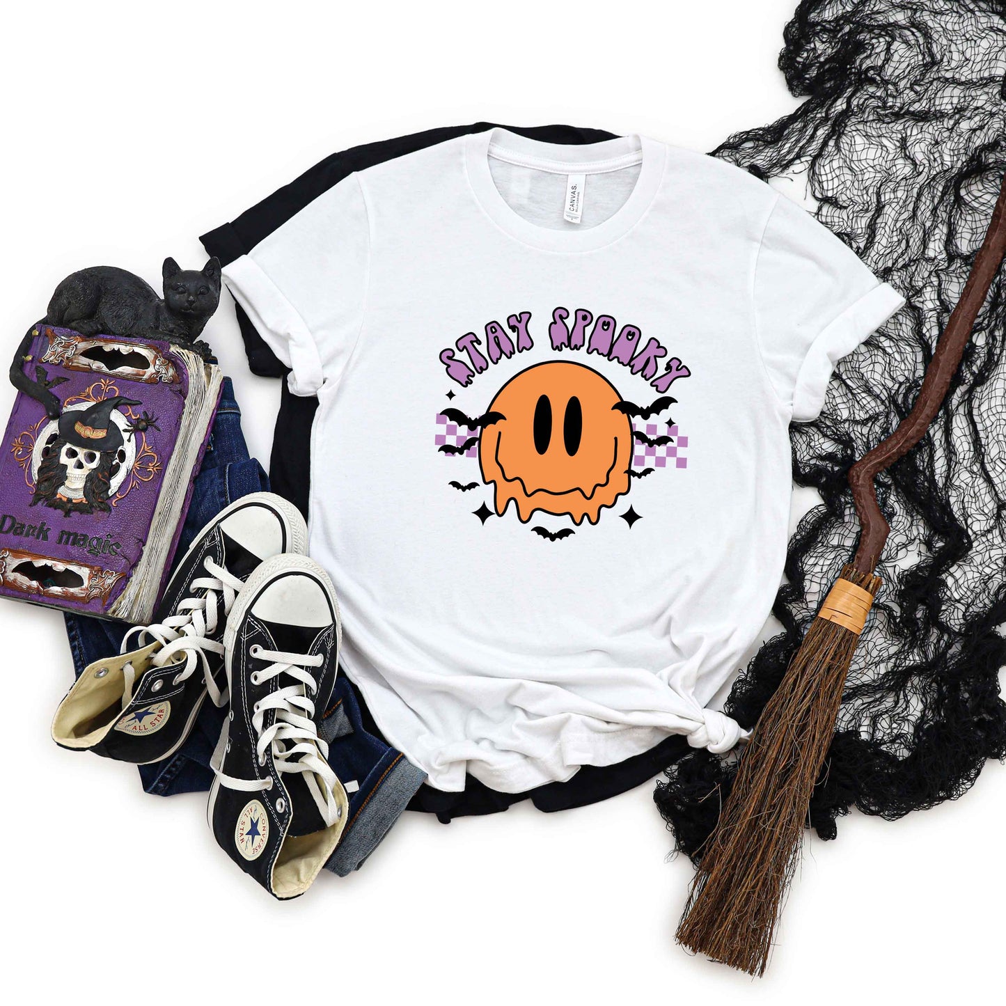 Stay Spooky Smiley Bats | Short Sleeve Crew Neck