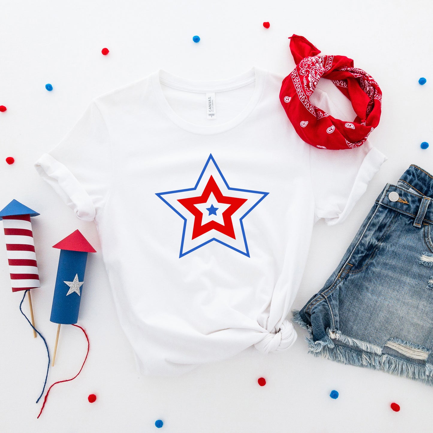 Patriotic Three Stars | Short Sleeve Graphic Tee