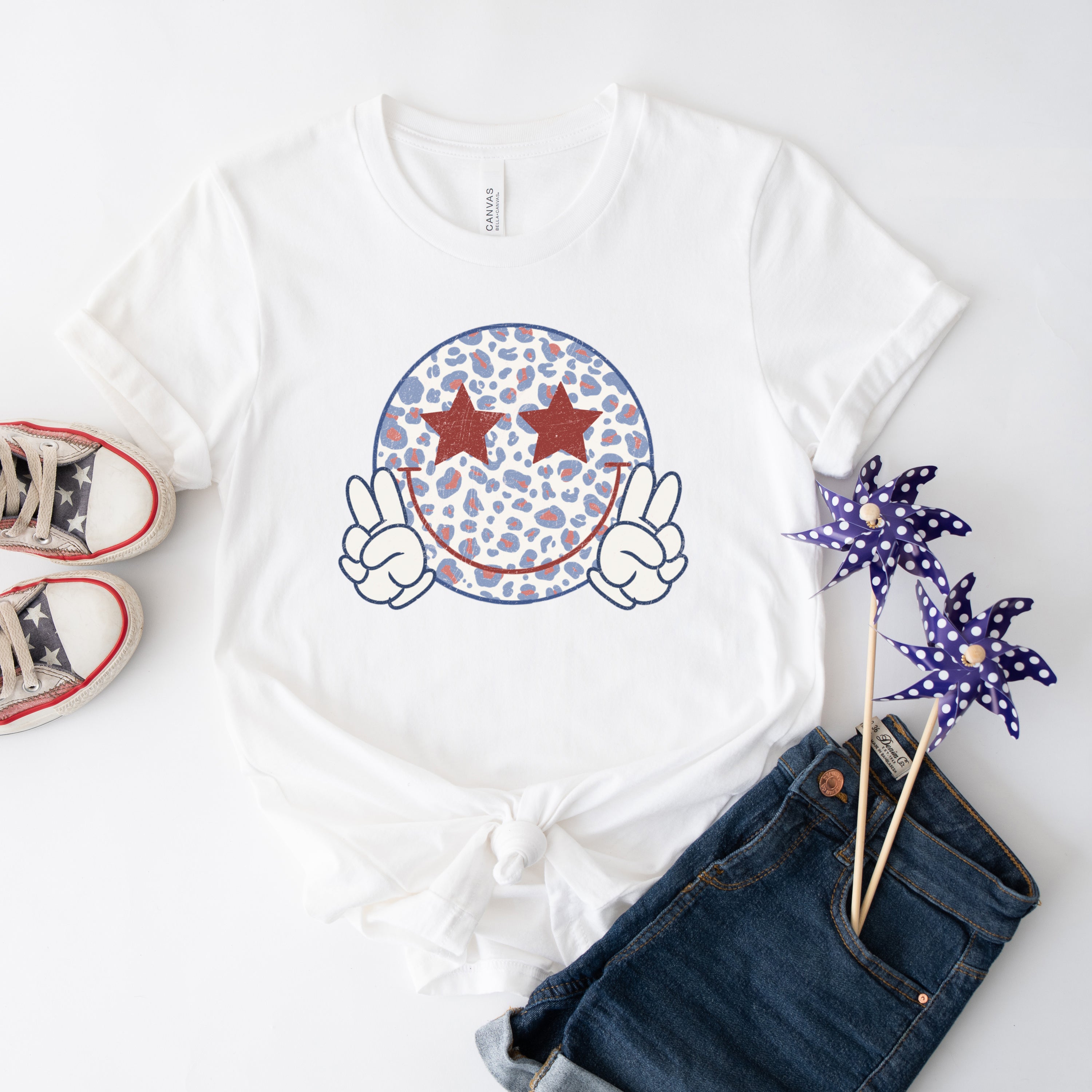 Leopard Peace Sign Flowers | Short Sleeve Graphic Tee