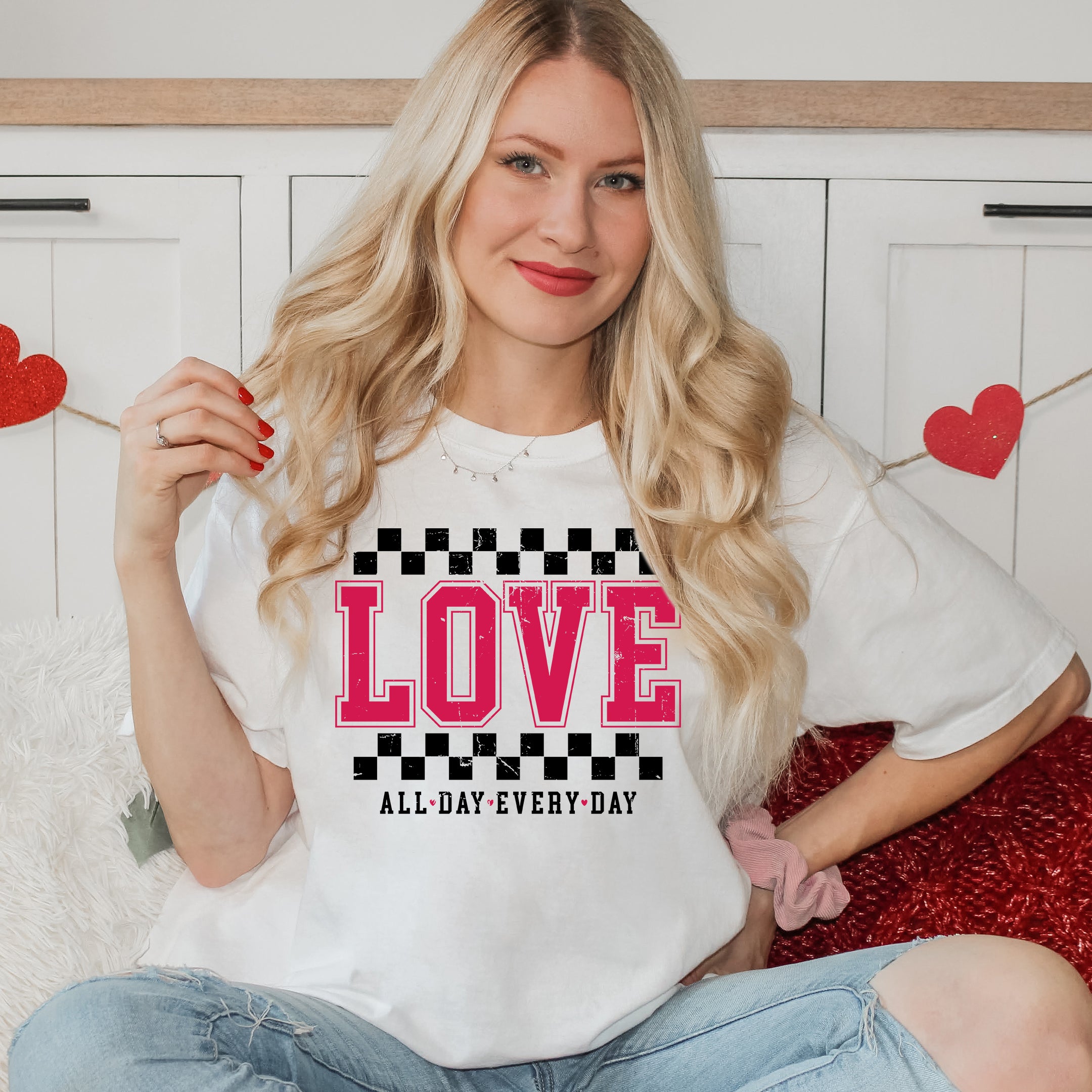 Love All Day Everyday Checkered | Short Sleeve Graphic Tee