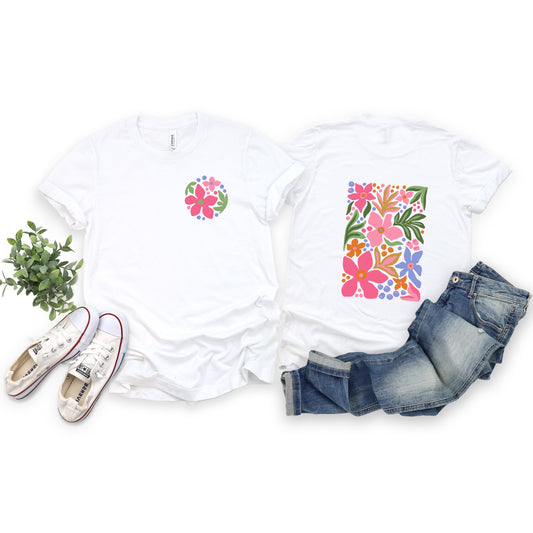 Pastel Flowers | Front & Back Short Sleeve Graphic Tee