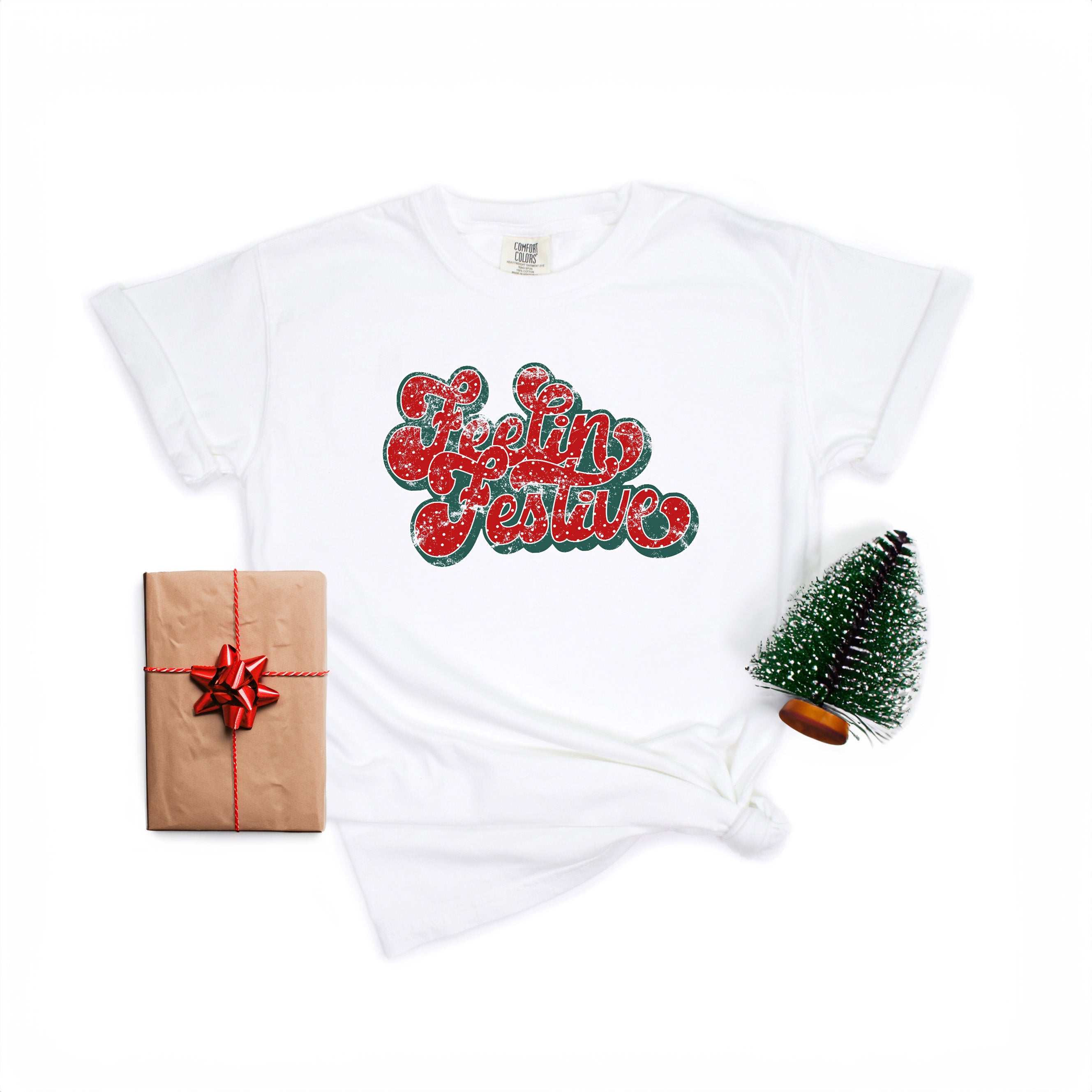 Distressed Feelin' Festive | Garment Dyed Tee