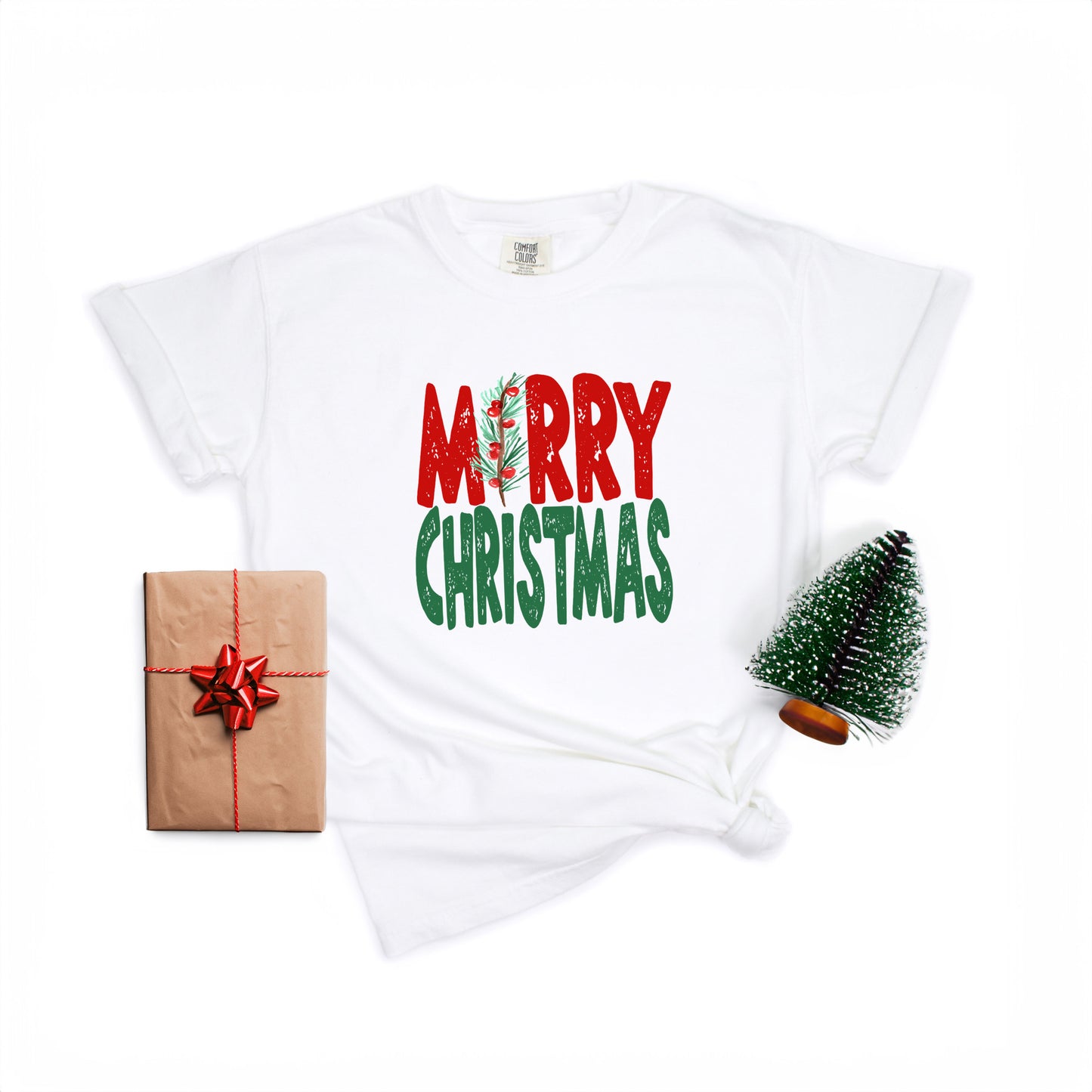 Red and Green Merry Christmas | Garment Dyed Tee