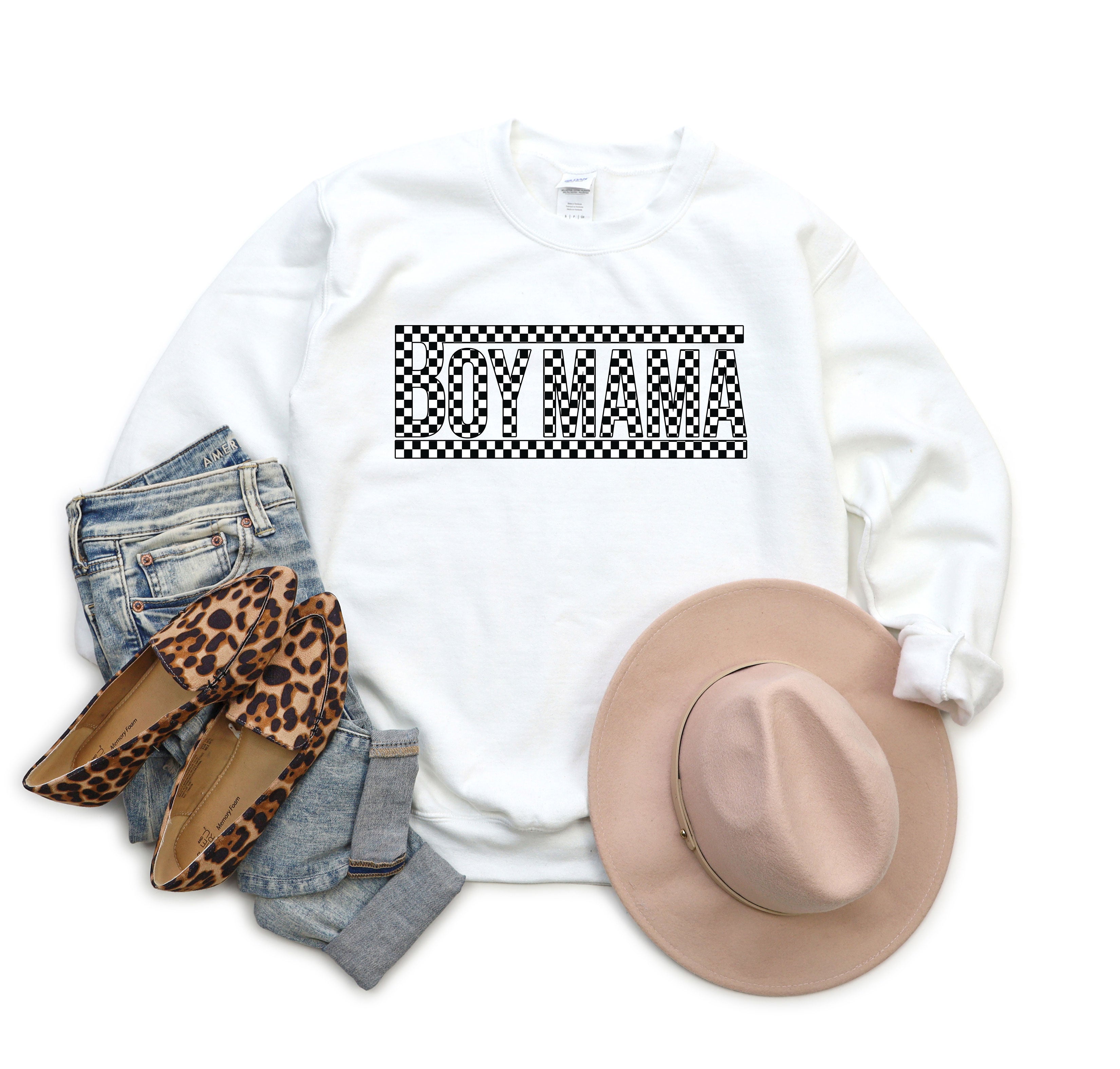 Boy Mama Checkered Box | Sweatshirt