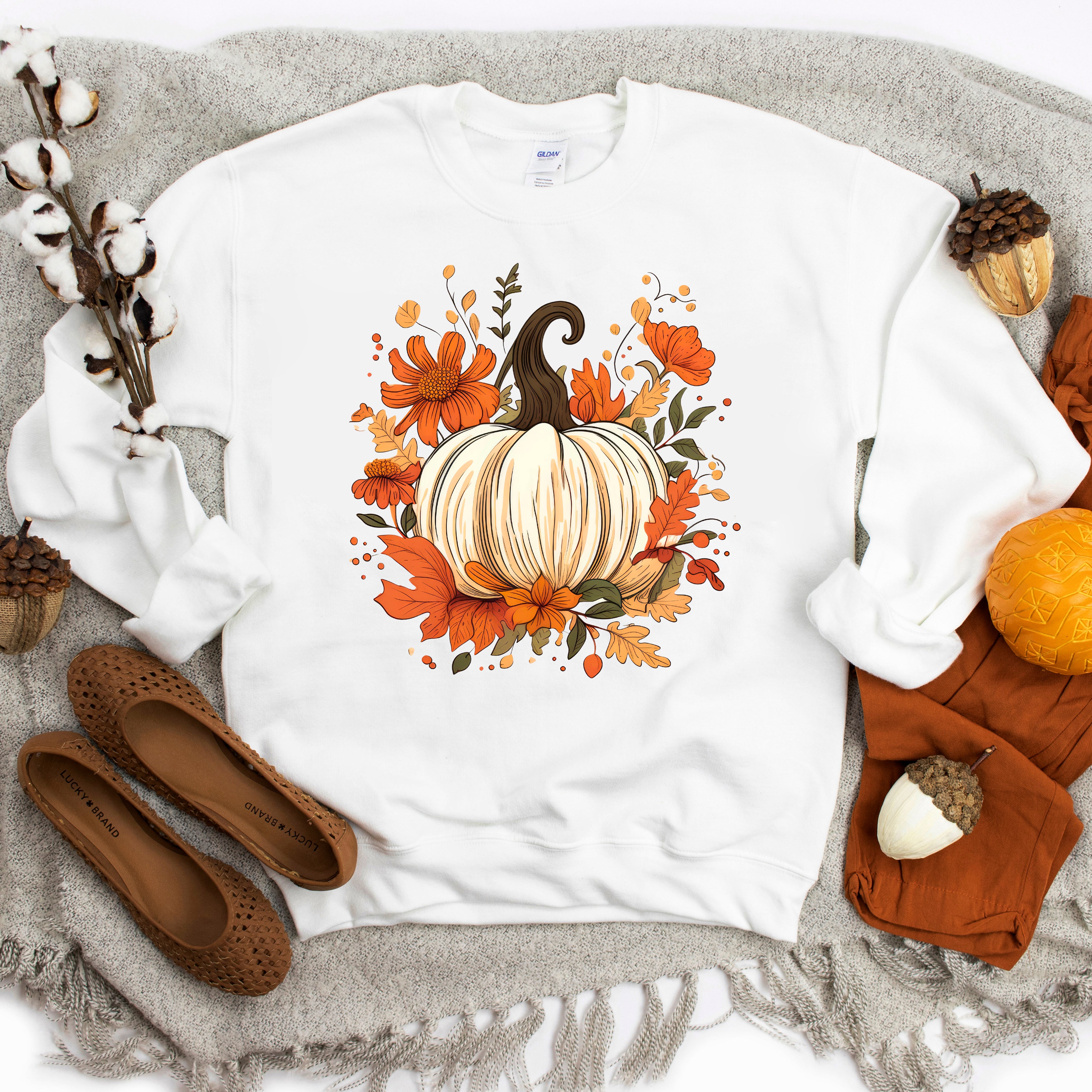 Fall Pumpkin Floral | Sweatshirt