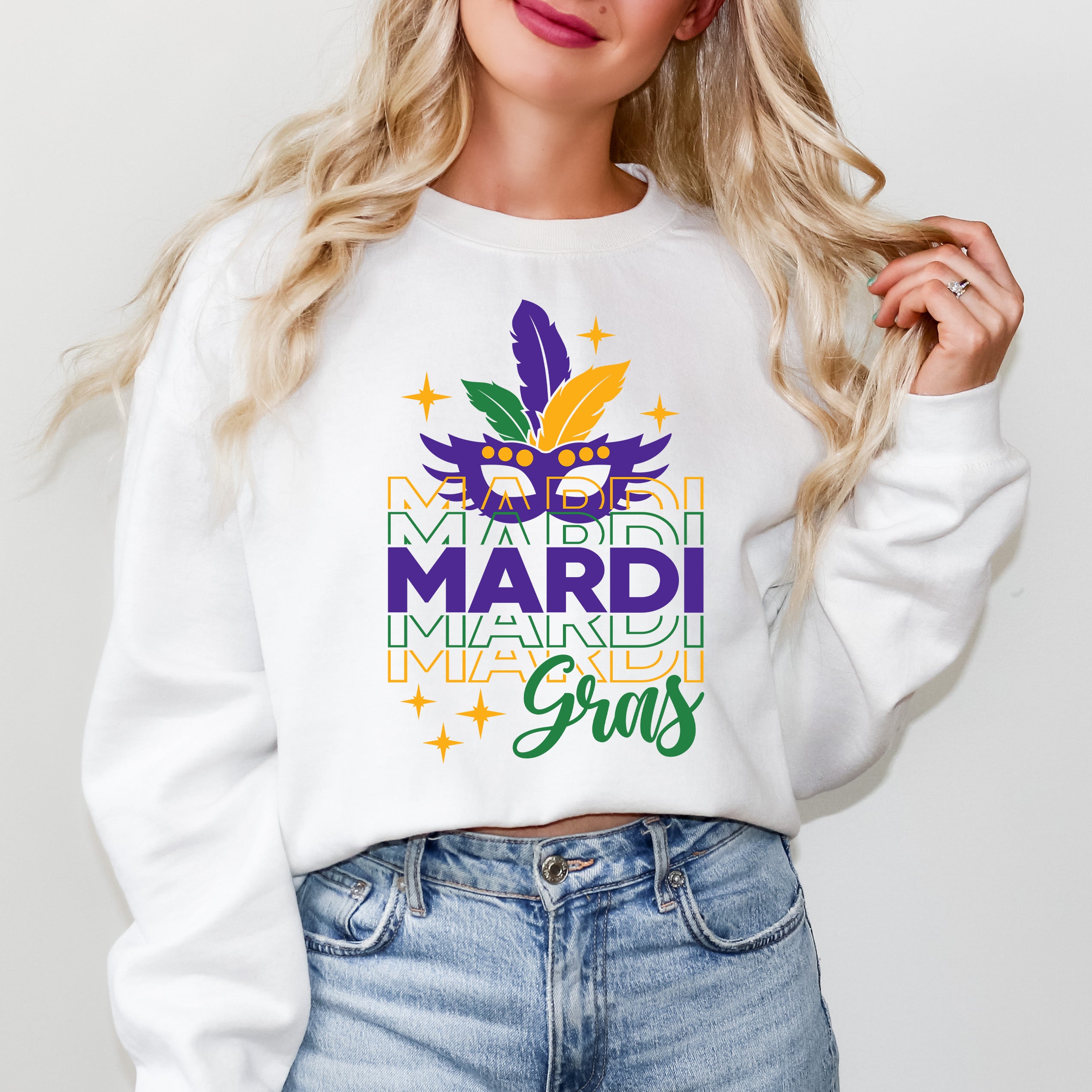 Mardi Gras Mask Sparkle | Sweatshirt