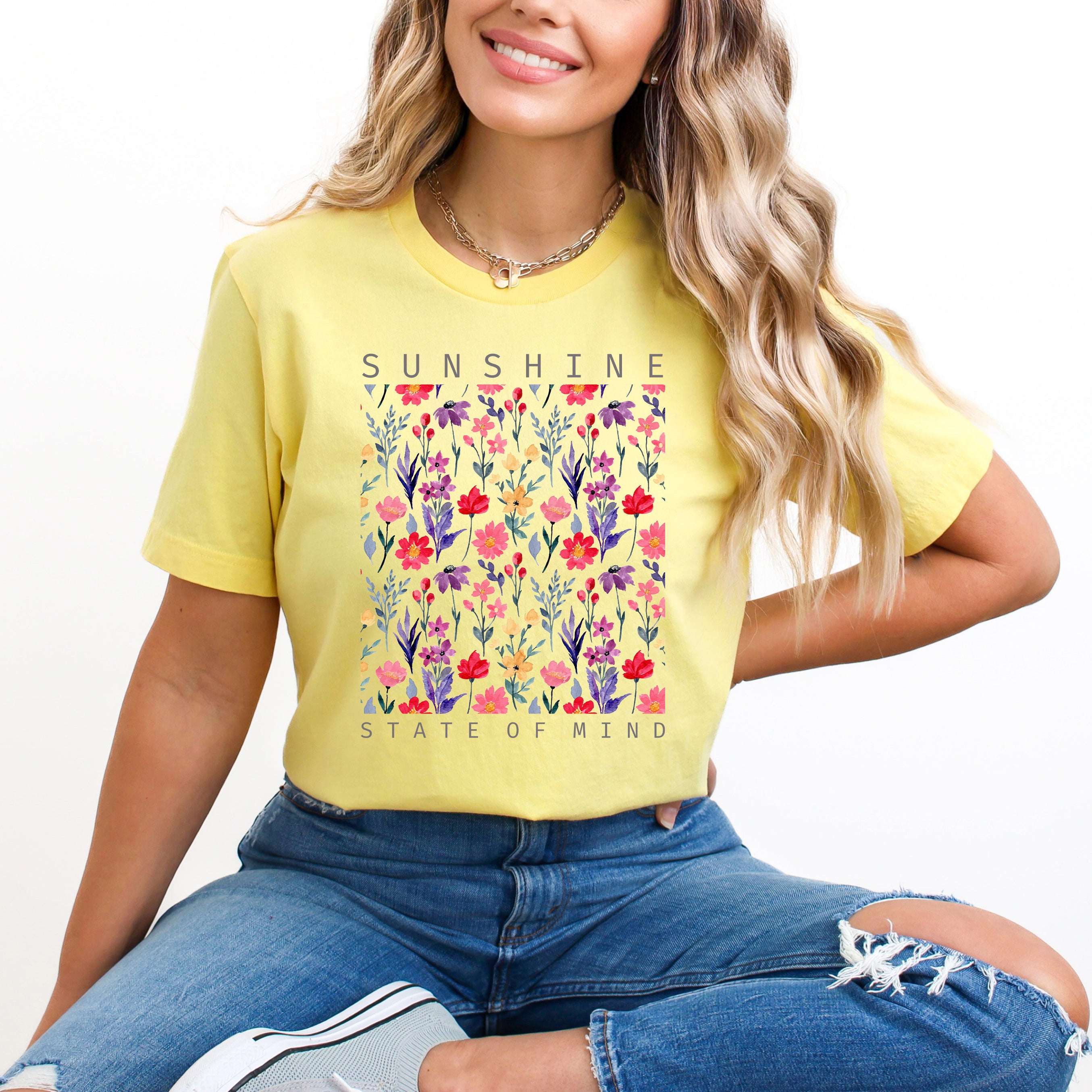 Sunshine State Of Mind Flowers  | Short Sleeve Graphic Tee