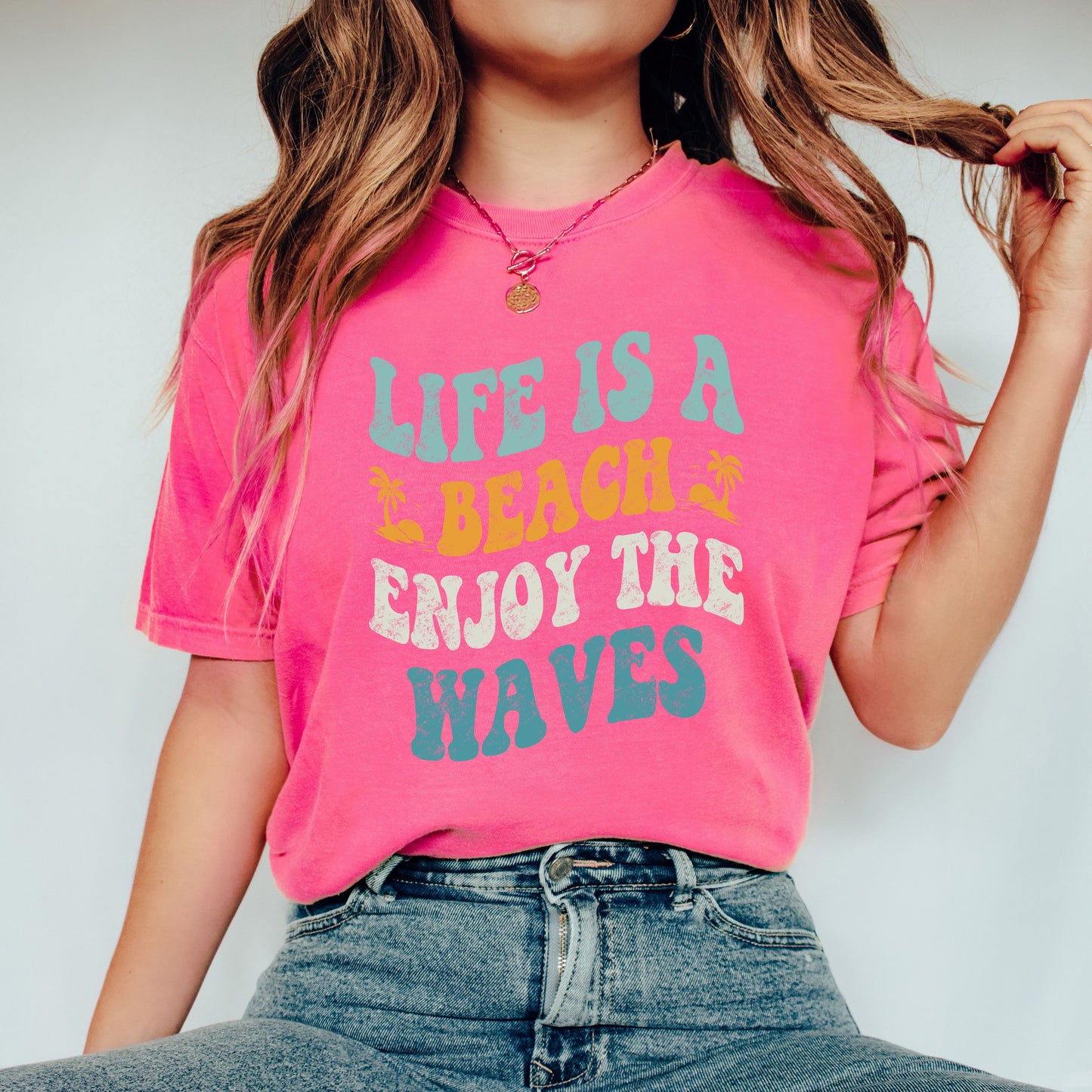 Enjoy The Waves Distressed | Garment Dyed Short Sleeve Tee