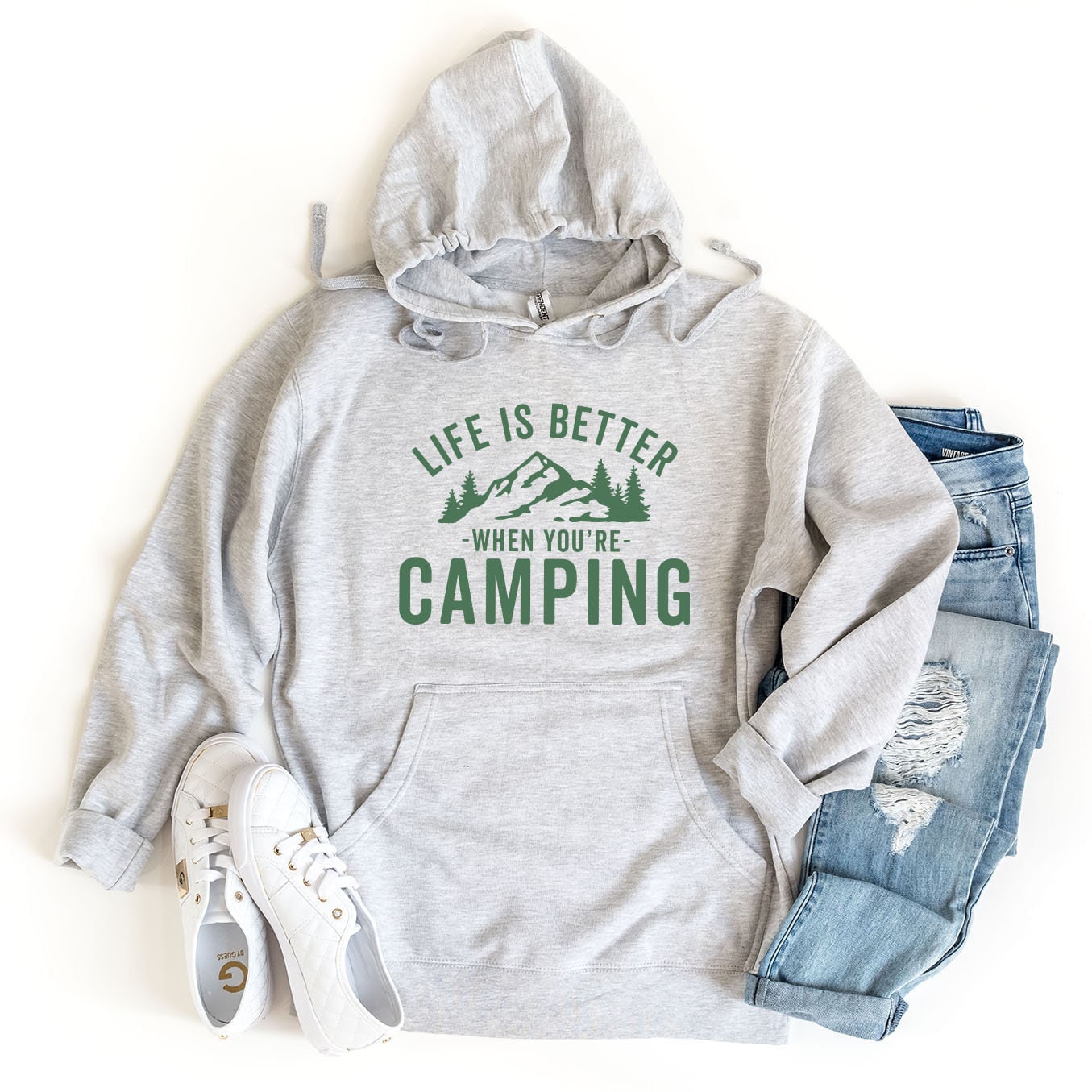 a hoodie with the words life is better when you're camping on it