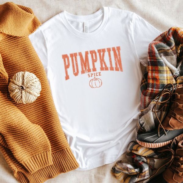 Pumpkin Spice Varsity | Short Sleeve Crew Neck