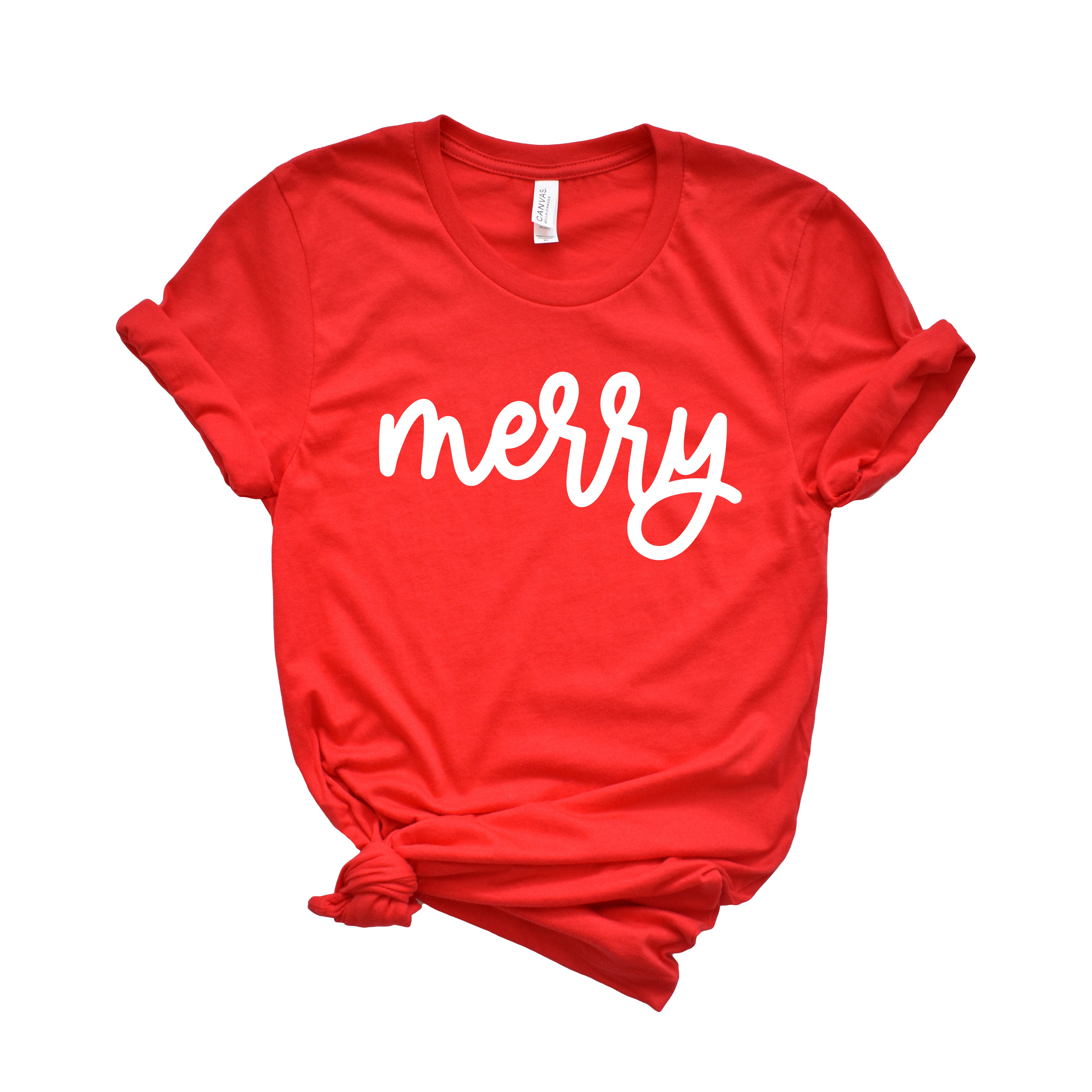 Merry Bold Cursive Puff Print | Plaid Pajama Set