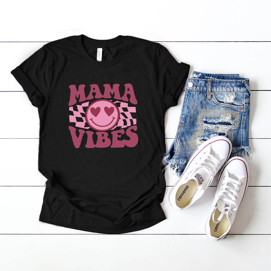 Checkered Mama Vibes Retro | Short Sleeve Graphic Tee