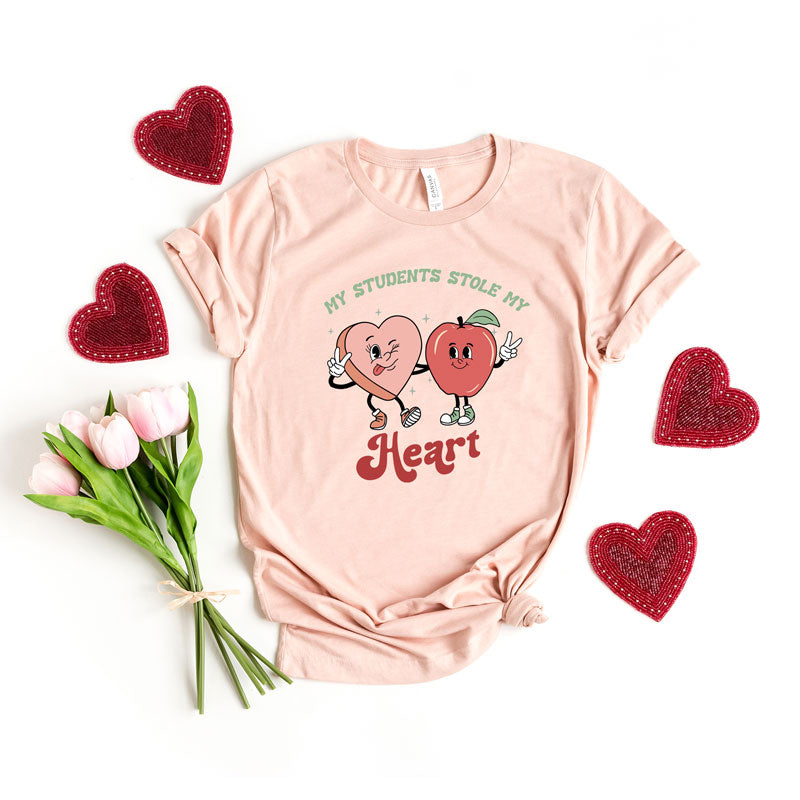 My Students Stole My Heart Cartoon | Short Sleeve Graphic Tee