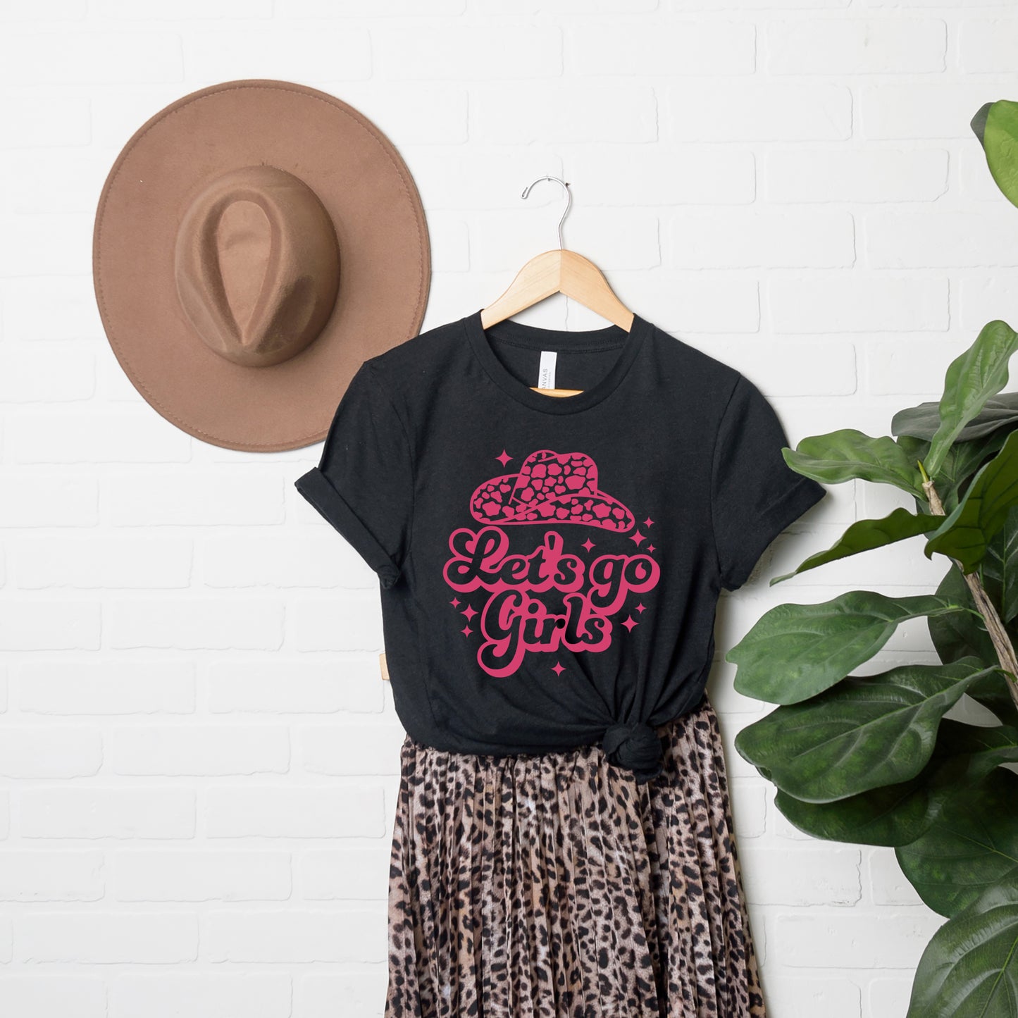 Let's Go Girls Leopard Hat | Short Sleeve Graphic Tee