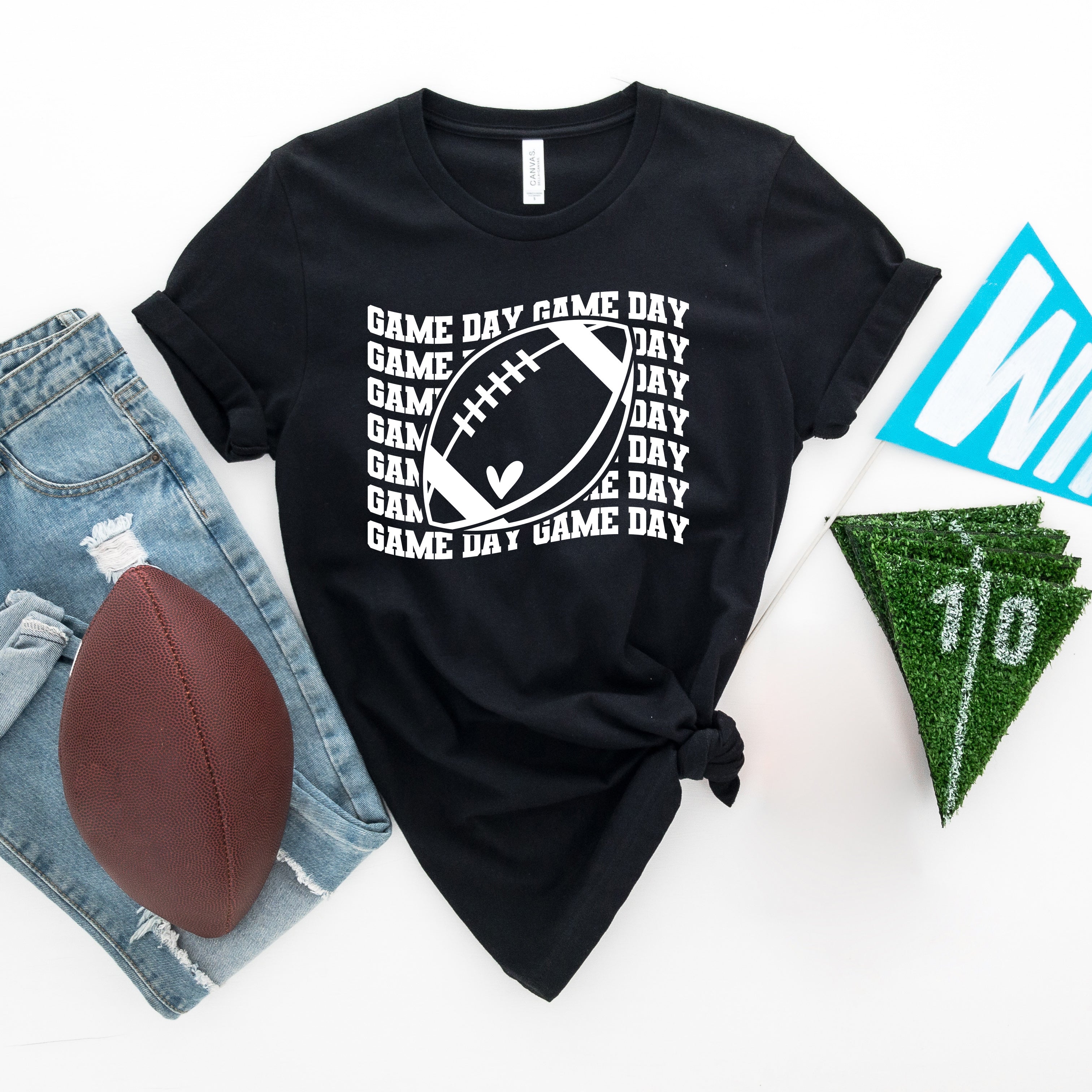 Football Game Day Stacked Wavy | Short Sleeve Graphic Tee