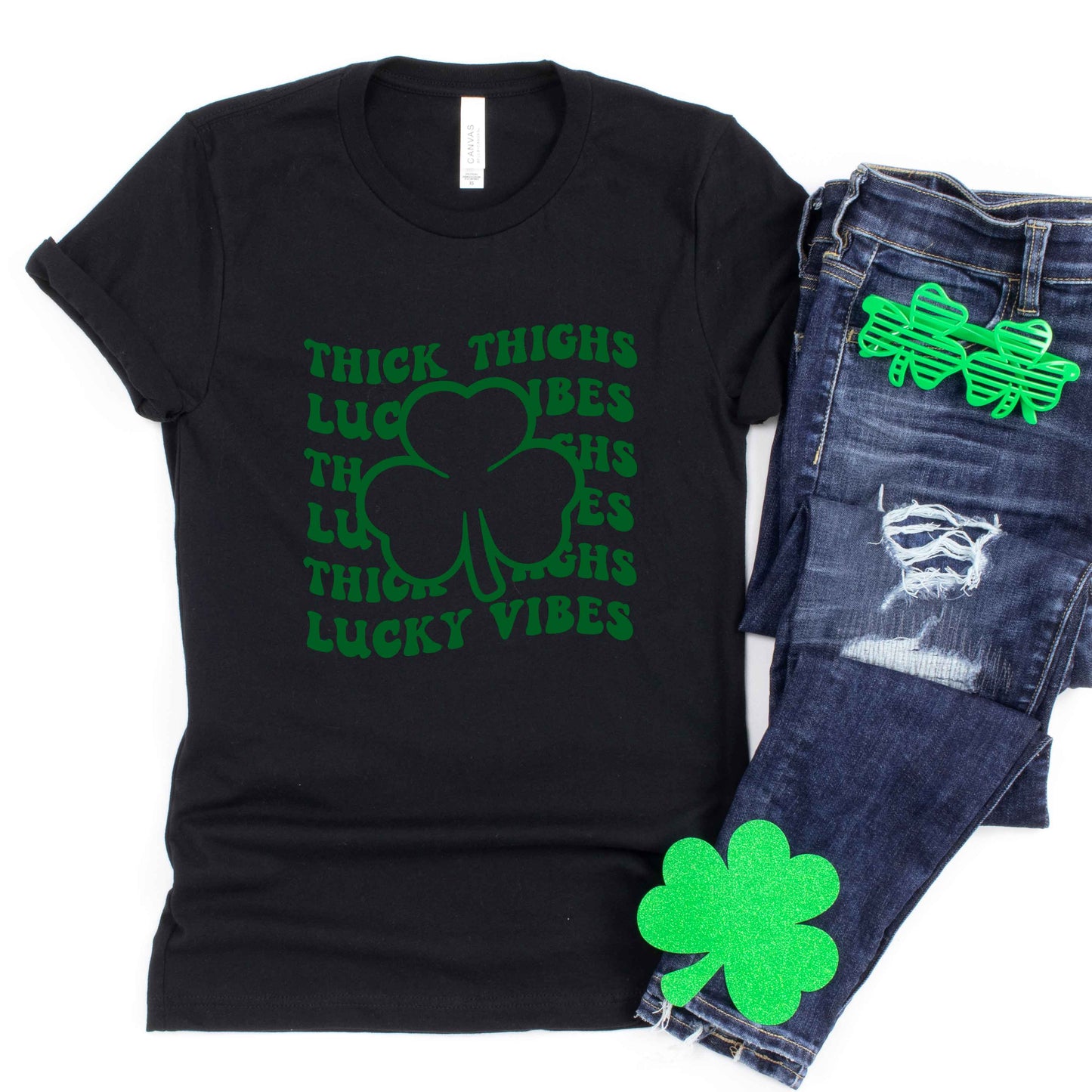 Thick Thighs Lucky Vibes | Short Sleeve Graphic Tee