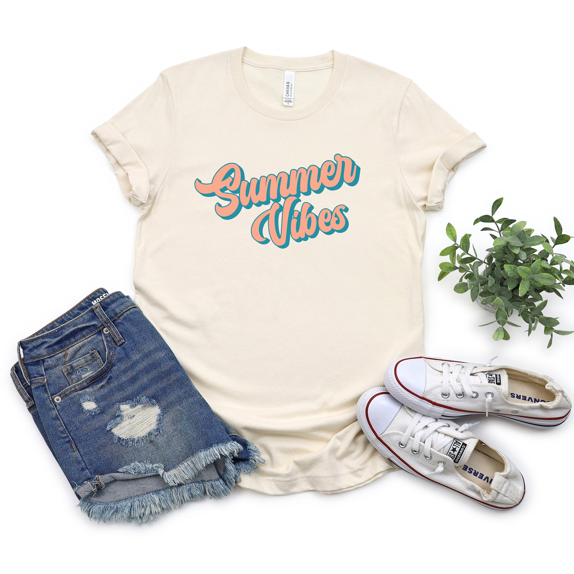 Summer Vibes Colorful Cursive | Short Sleeve Graphic Tee