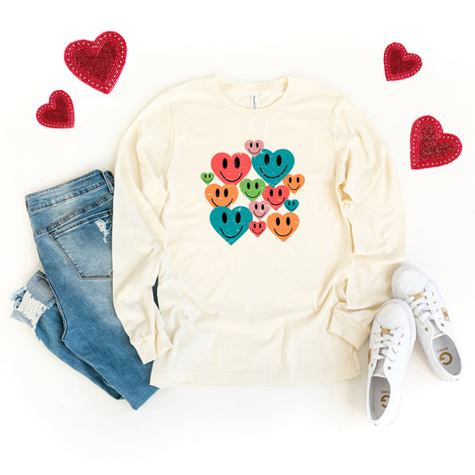 Distressed Smiley Heart | Long Sleeve Graphic Tee