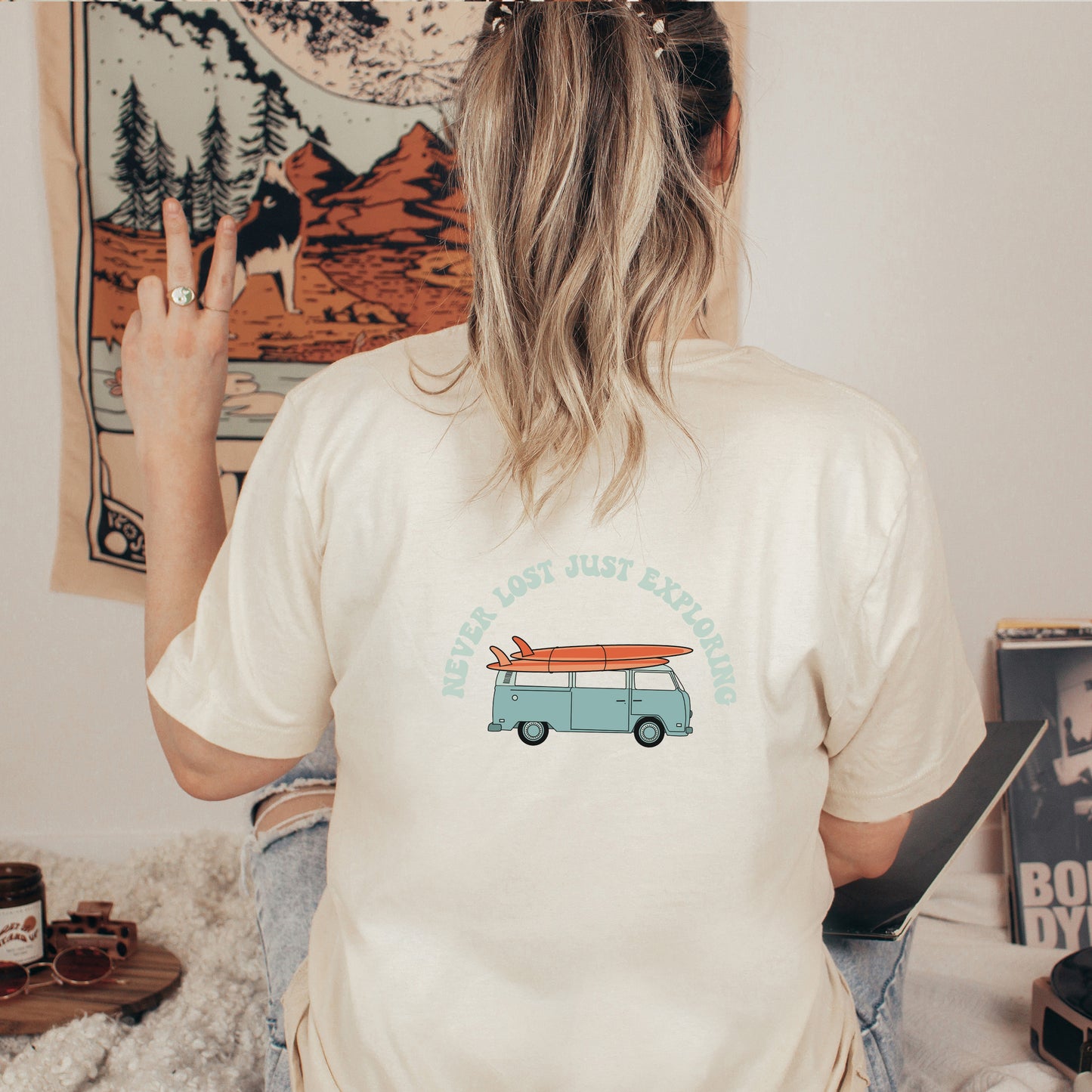 Never Lost Light Blue | Front & Back Short Sleeve Graphic Tee