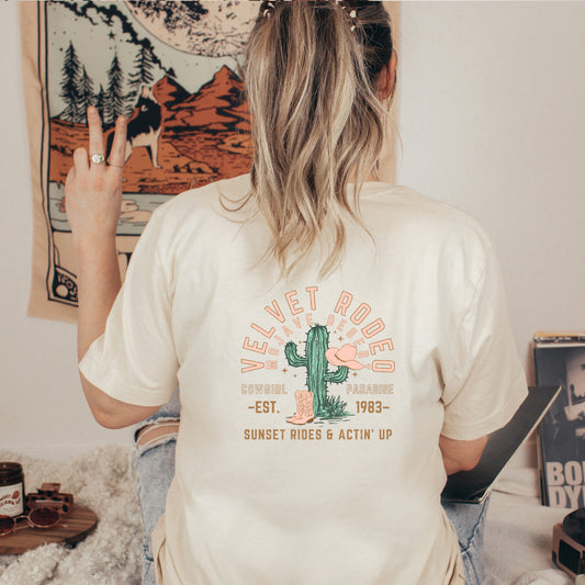 Velvet Rodeo Cactus | Front & Back Short Sleeve Graphic Tee