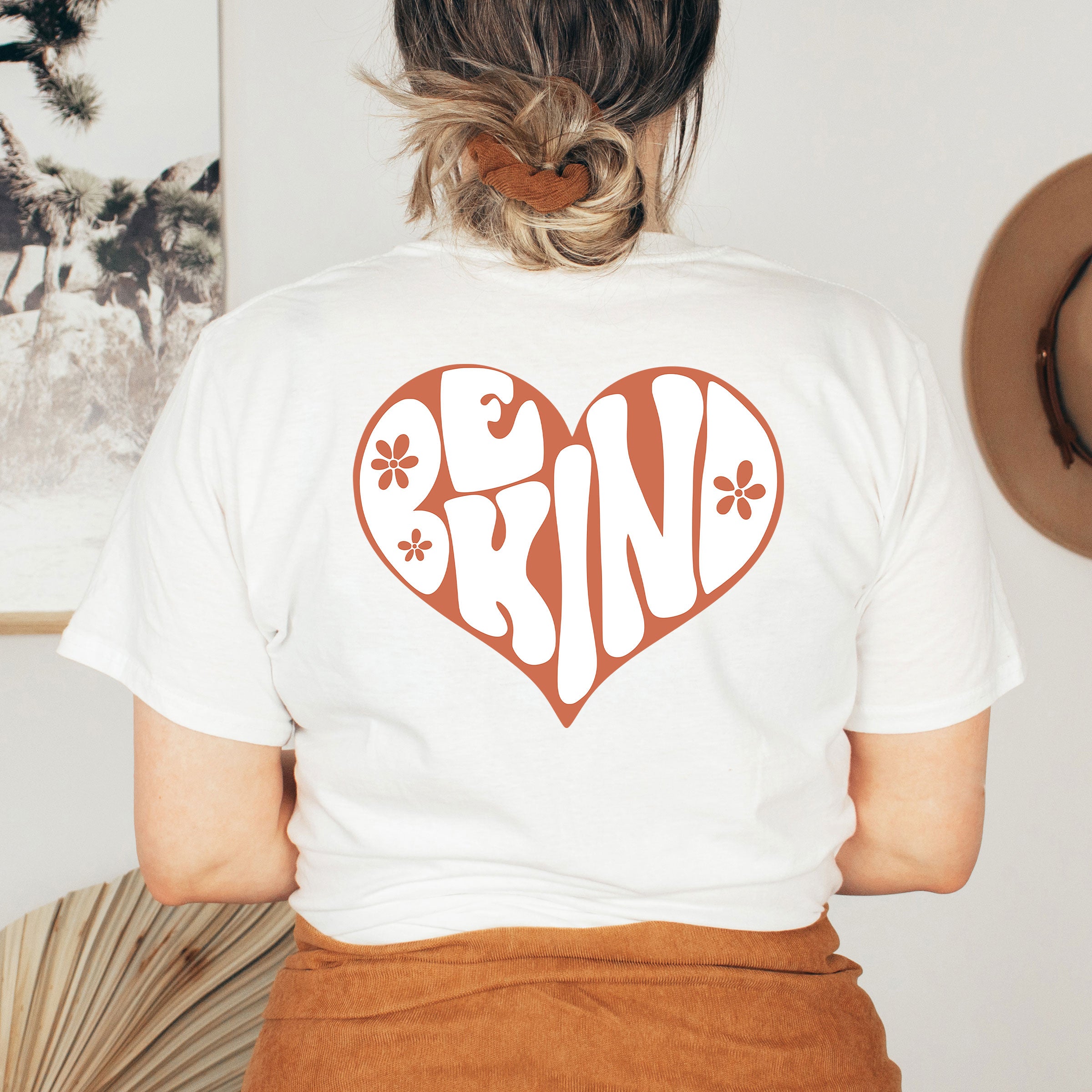 Retro Be Kind Heart | Front & Back Short Sleeve Graphic Tee