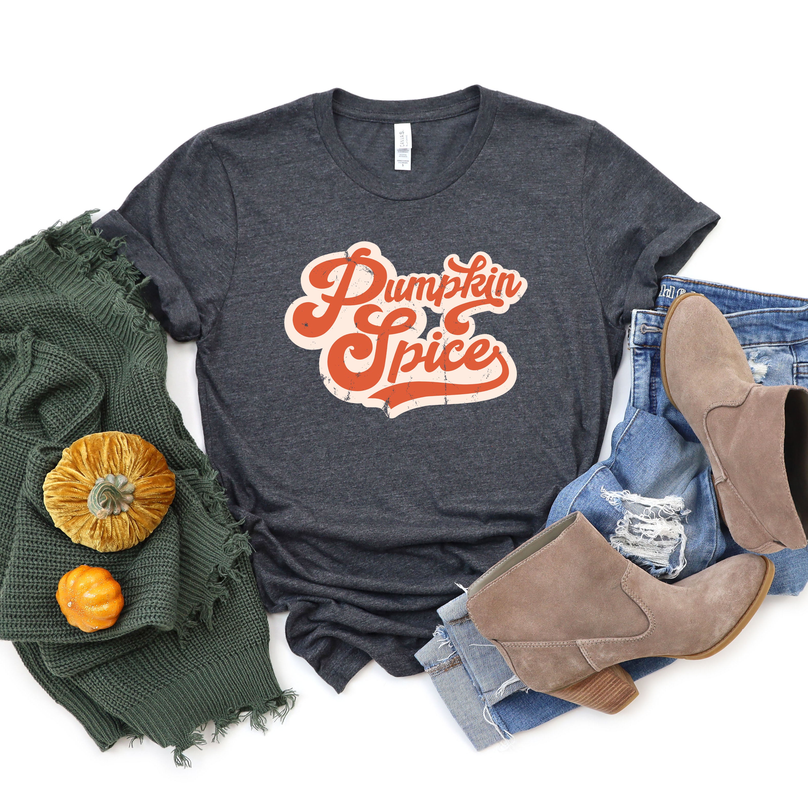 Retro Pumpkin Spice Words | Short Sleeve Graphic Tee
