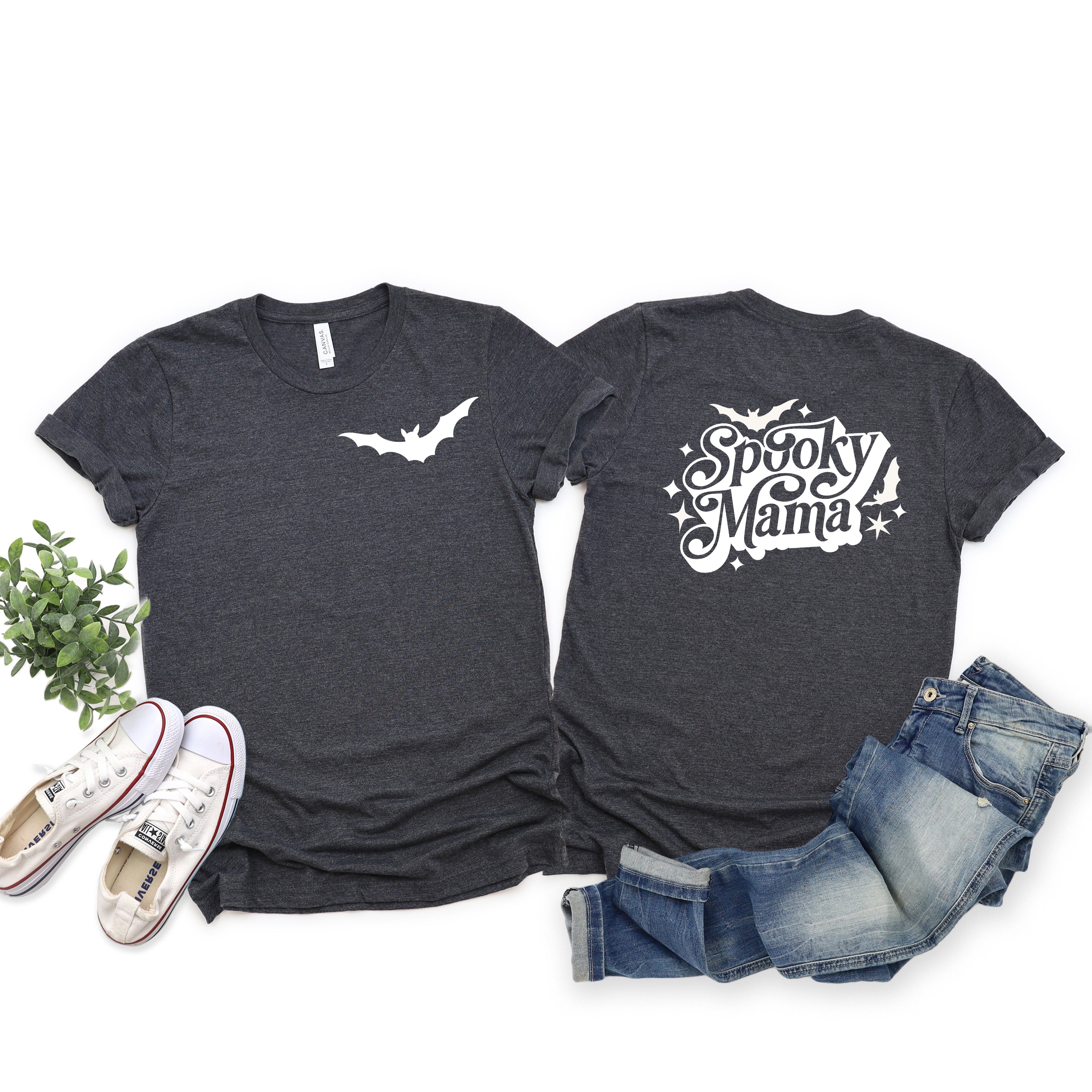 Spooky Mama Bats | Front & Back Short Sleeve Graphic Tee