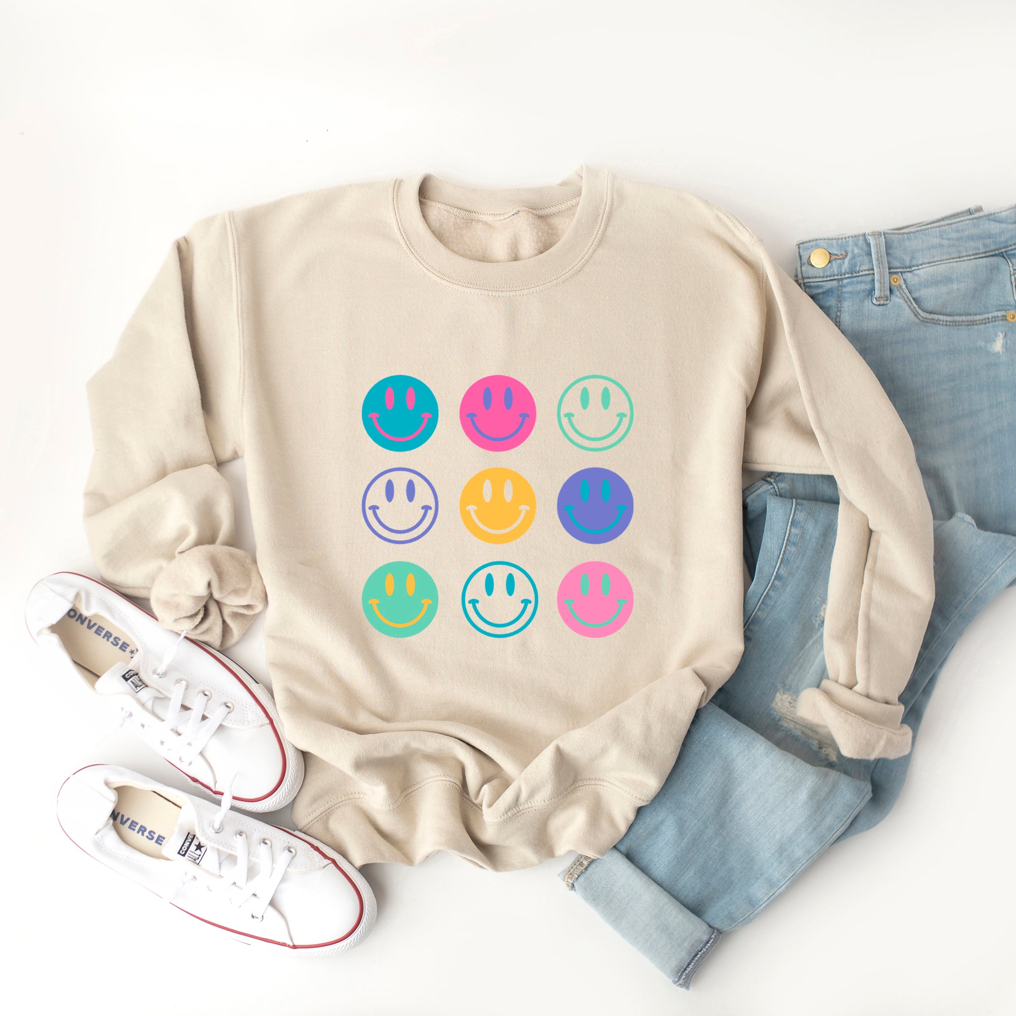 Stacked Smiley Faces | Sweatshirt