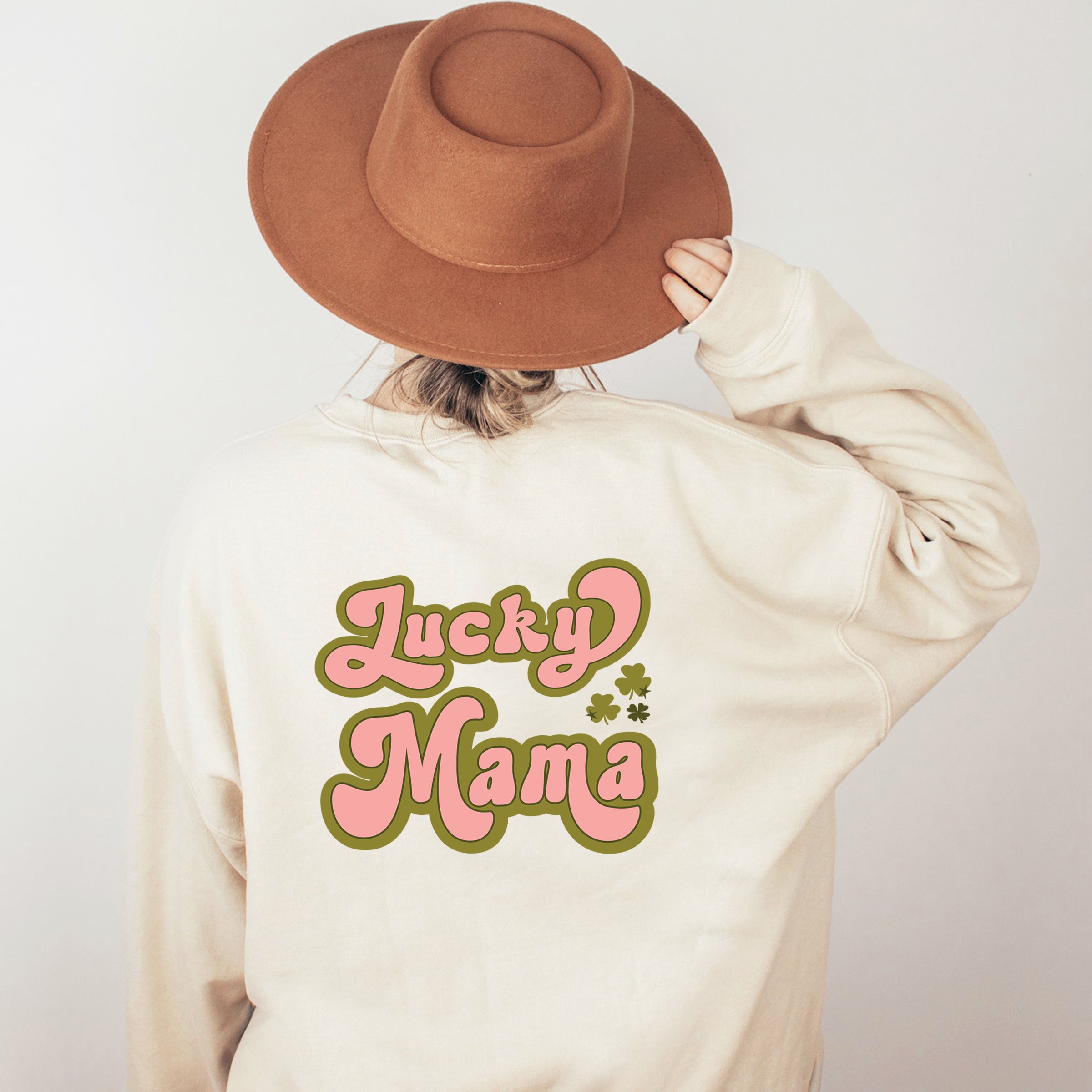 Lucky Mama Retro Clovers | Front and Back Sweatshirt