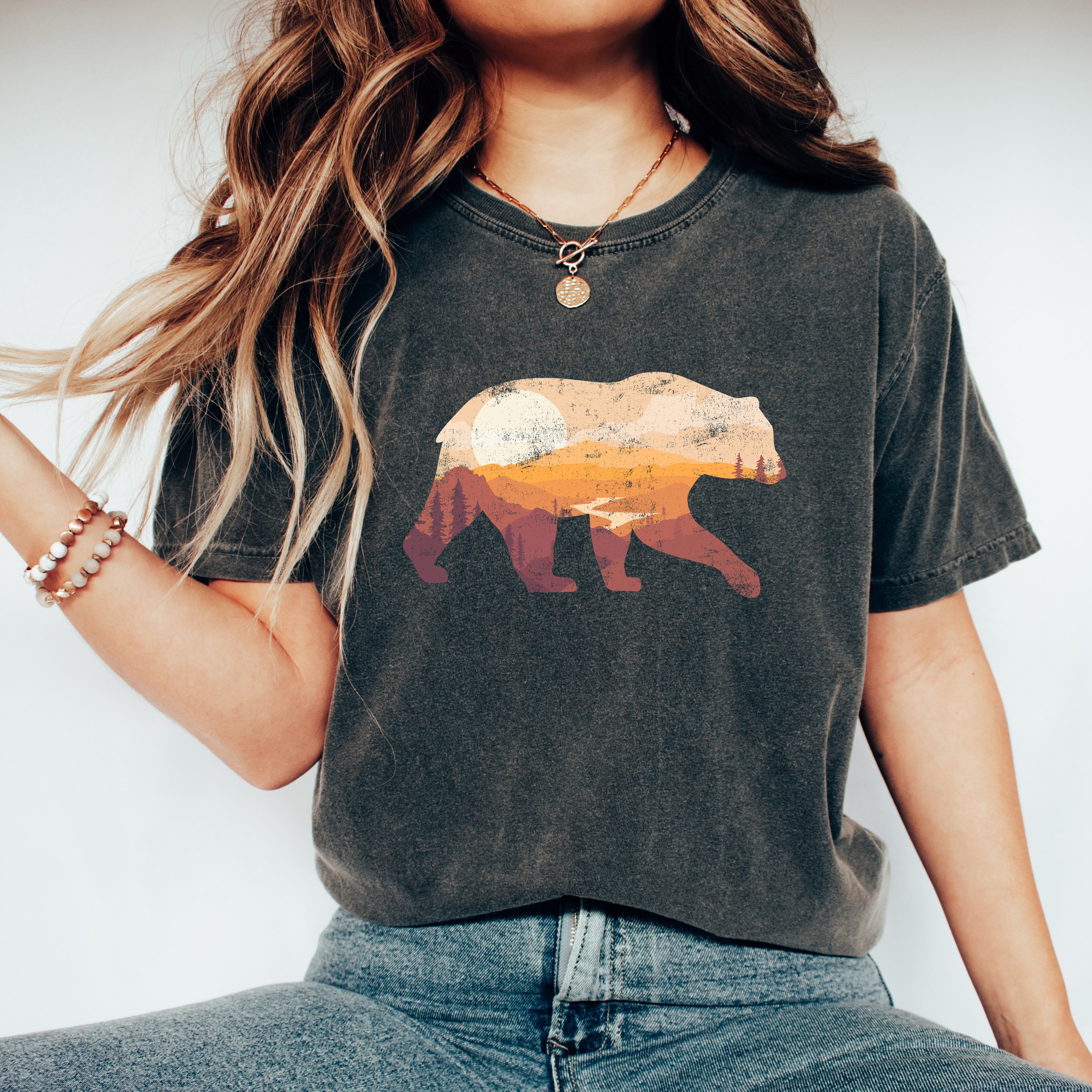 Bear Sunset Valley | Garment Dyed Short Sleeve Tee