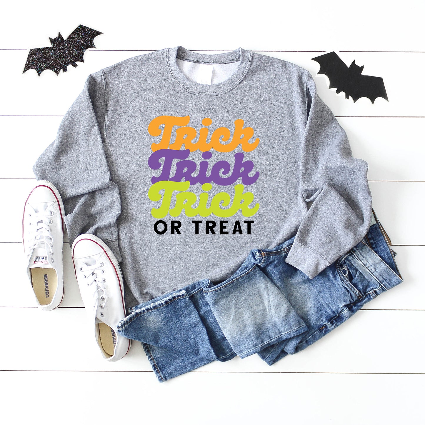 Trick Or Treat Colorful Stacked | Sweatshirt