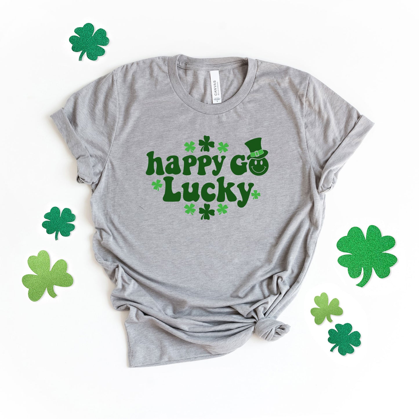 Happy Go Lucky Smiley Face With Hat | Short Sleeve Graphic Tee