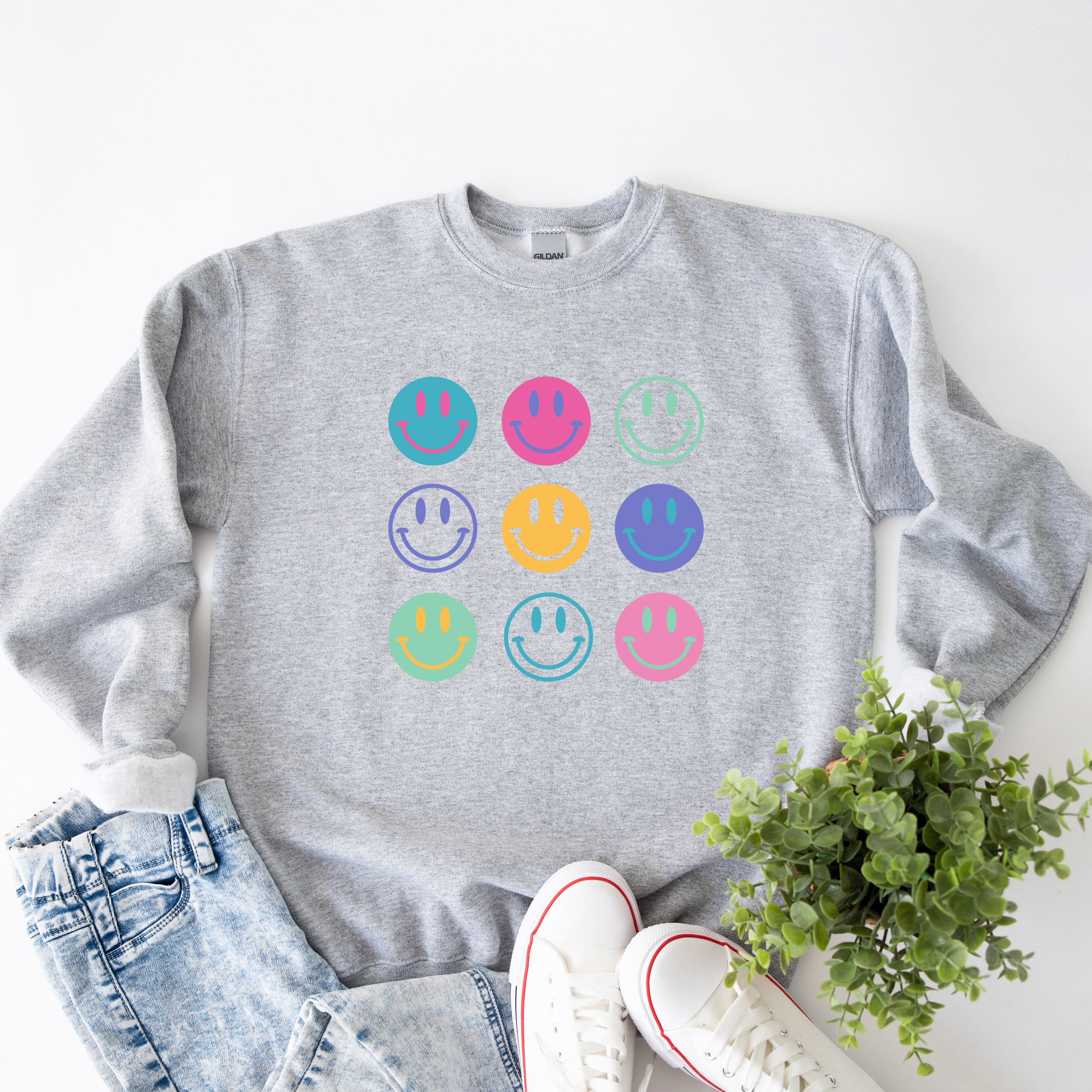 Stacked Smiley Faces | Sweatshirt