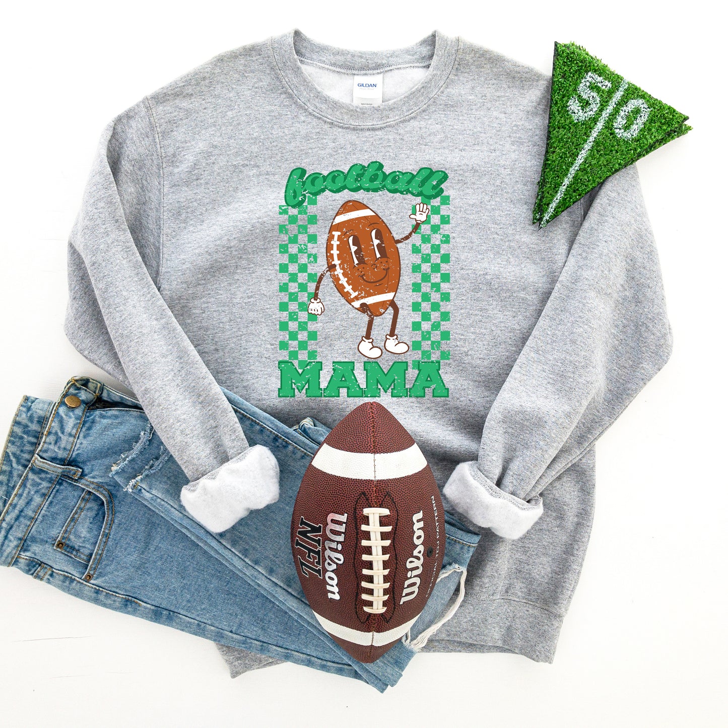 Checkered Football Mama | Sweatshirt