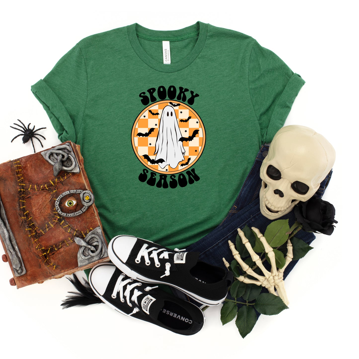 Spooky Season Checkered Ghost | Short Sleeve Crew Neck