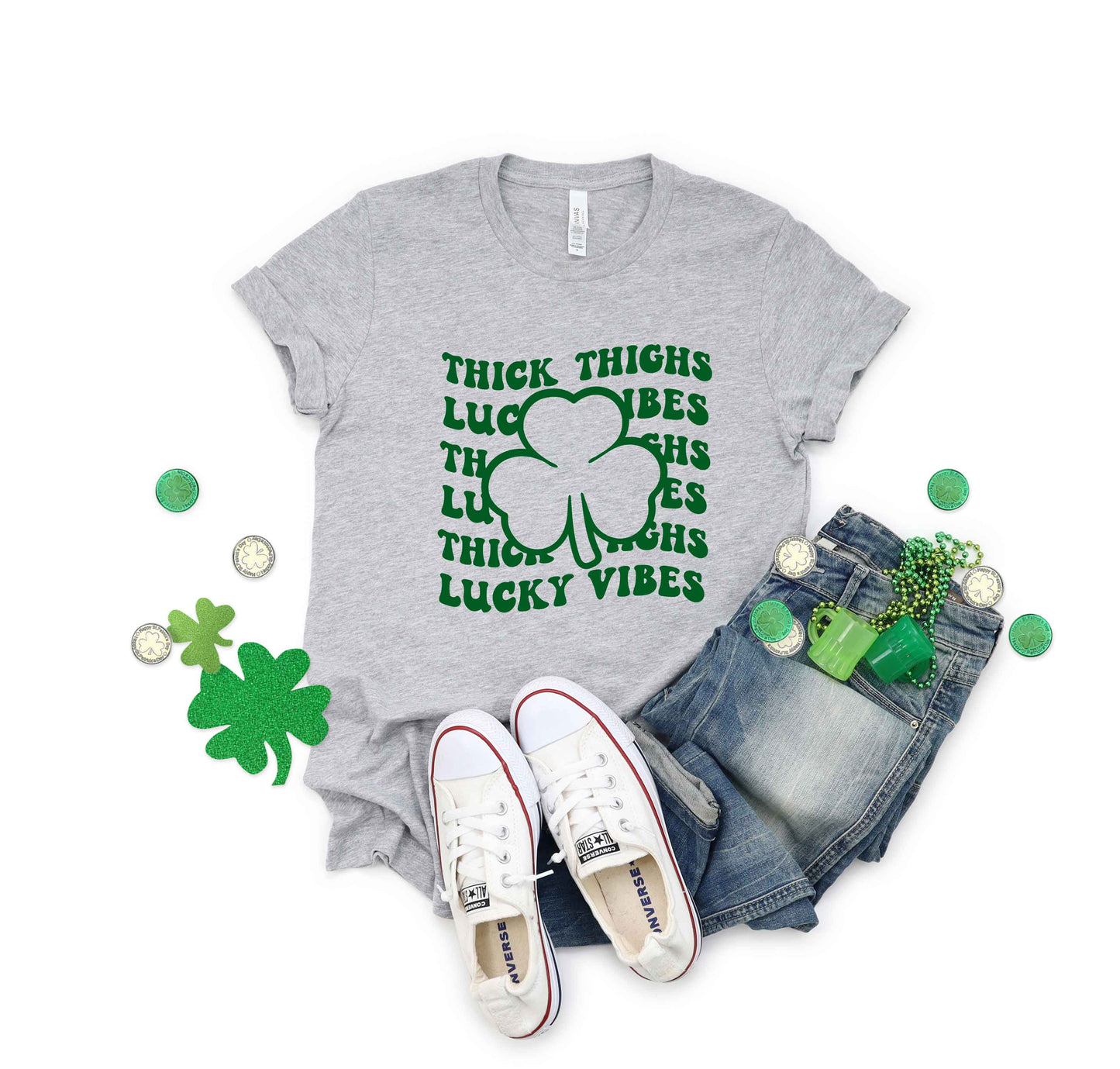 Thick Thighs Lucky Vibes | Short Sleeve Graphic Tee