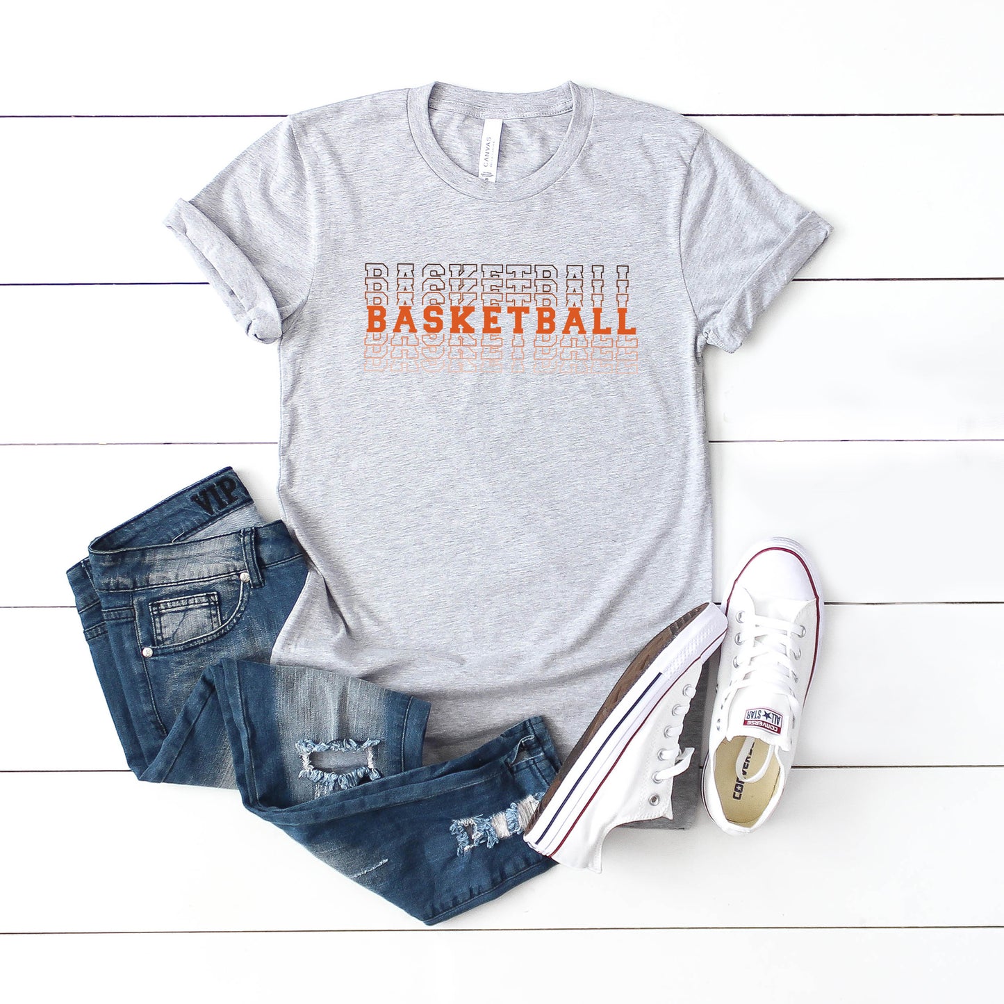 Colorful Basketball Stacked | Short Sleeve Graphic Tee