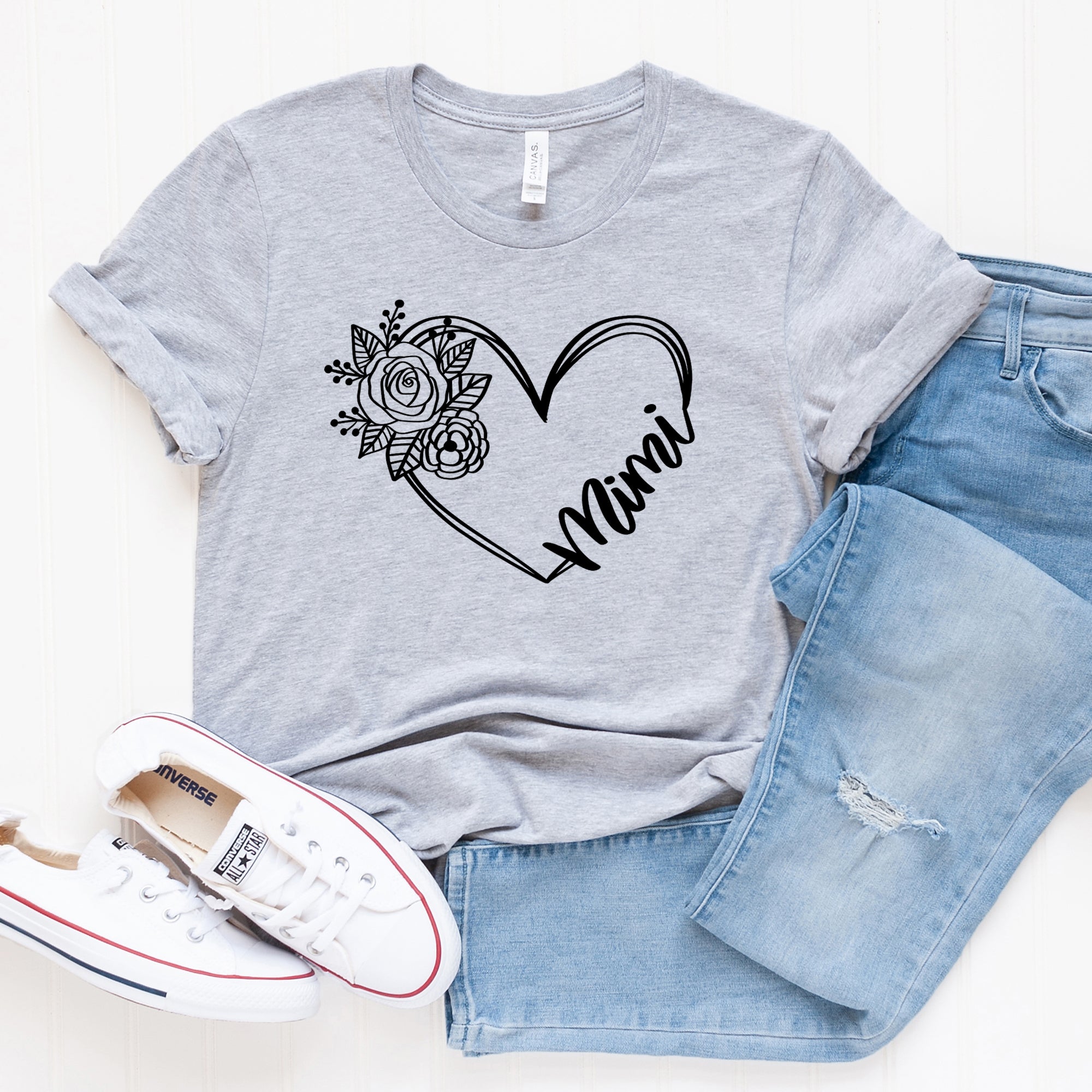 Mimi Heart Outline | Short Sleeve Graphic Tee