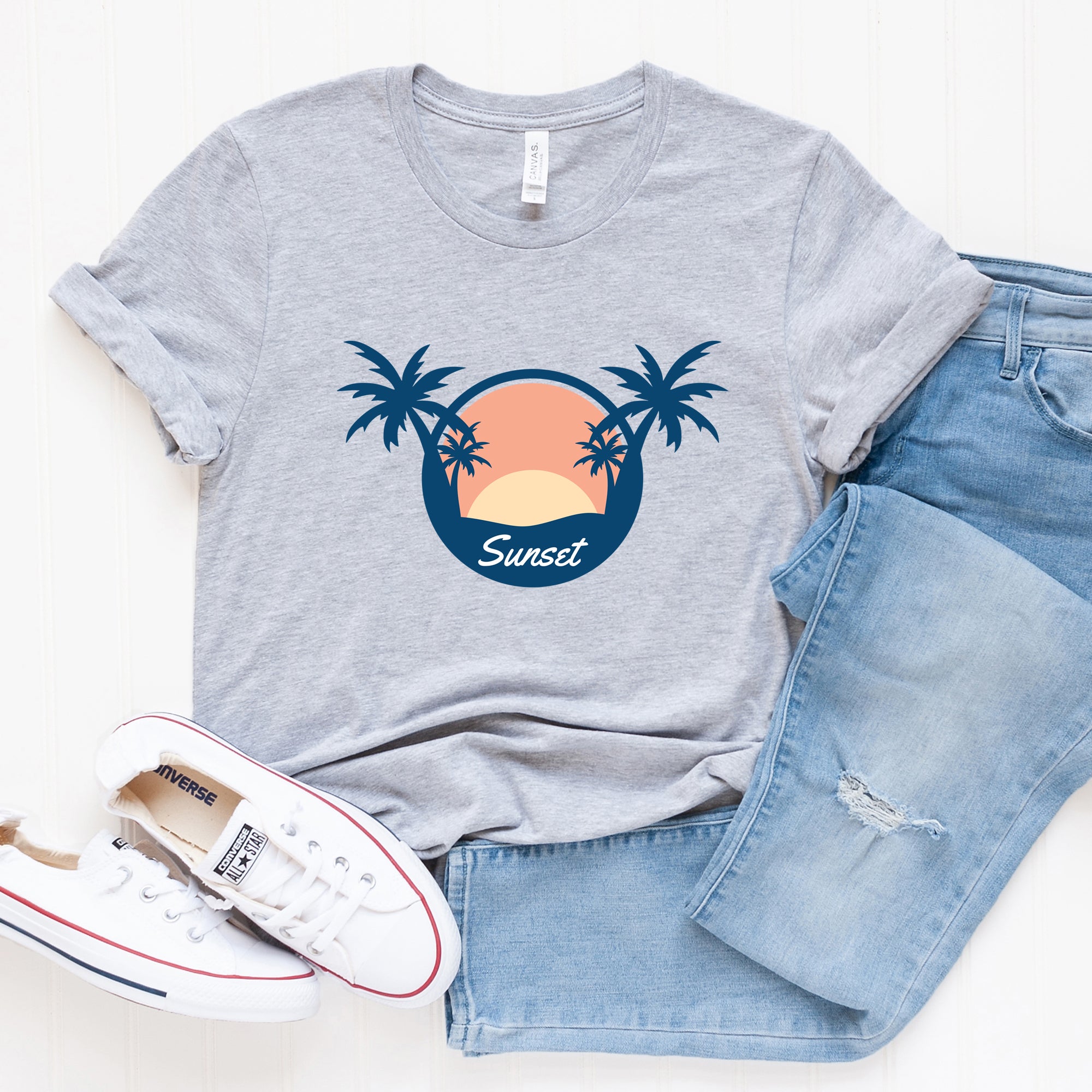 Sunset Palm Trees | Short Sleeve Graphic Tee