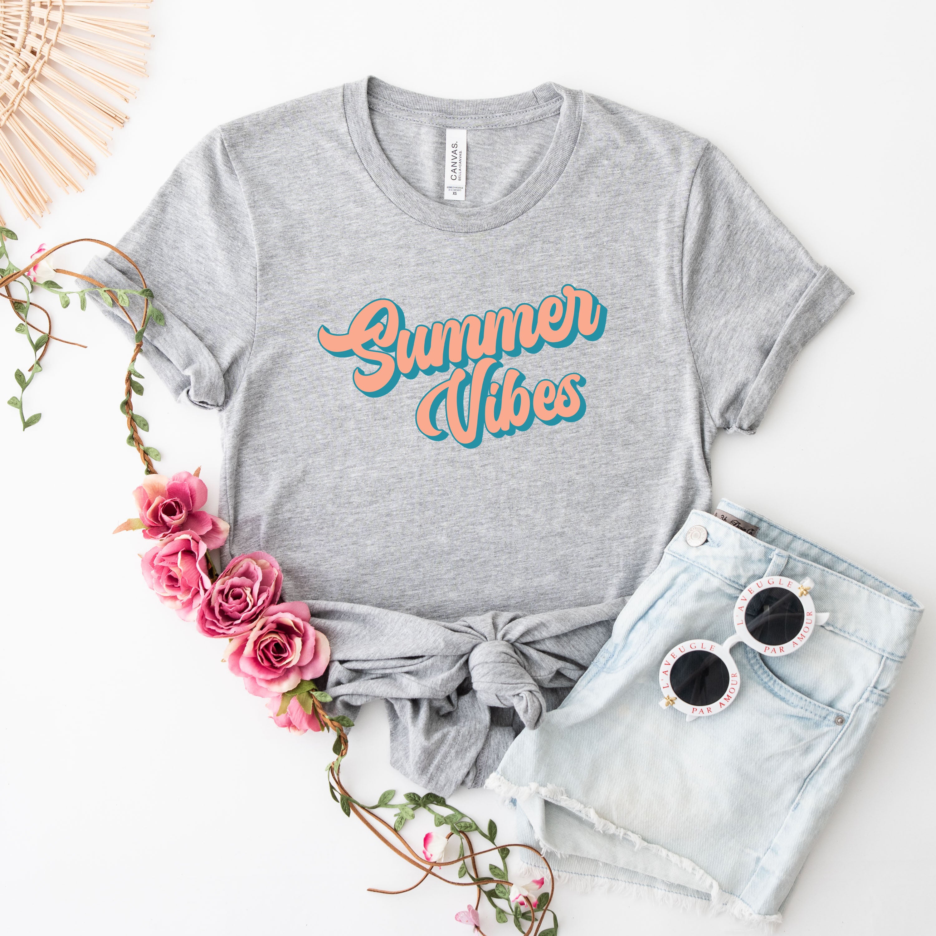 Summer Vibes Colorful Cursive | Short Sleeve Graphic Tee