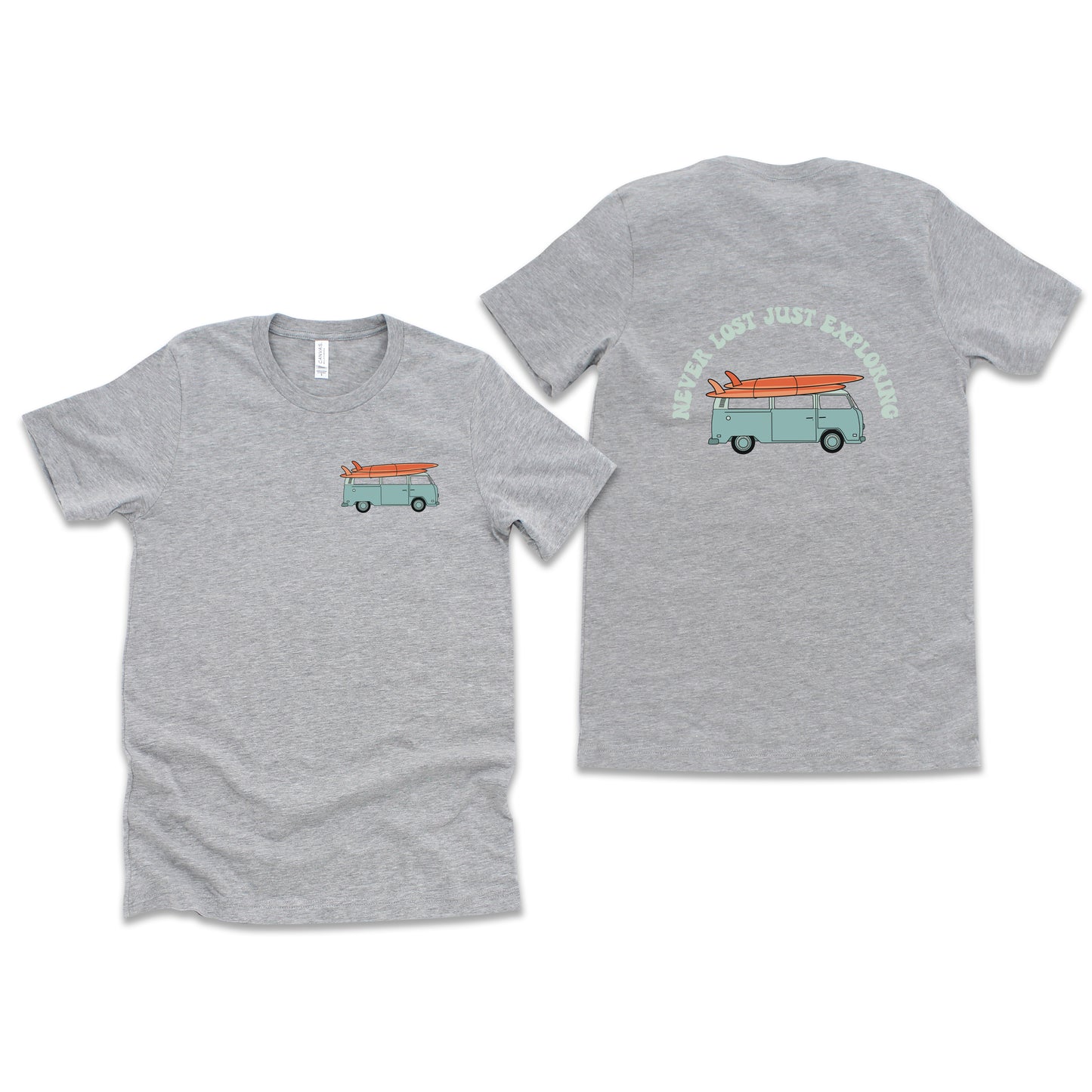 Never Lost Light Blue | Front & Back Short Sleeve Graphic Tee