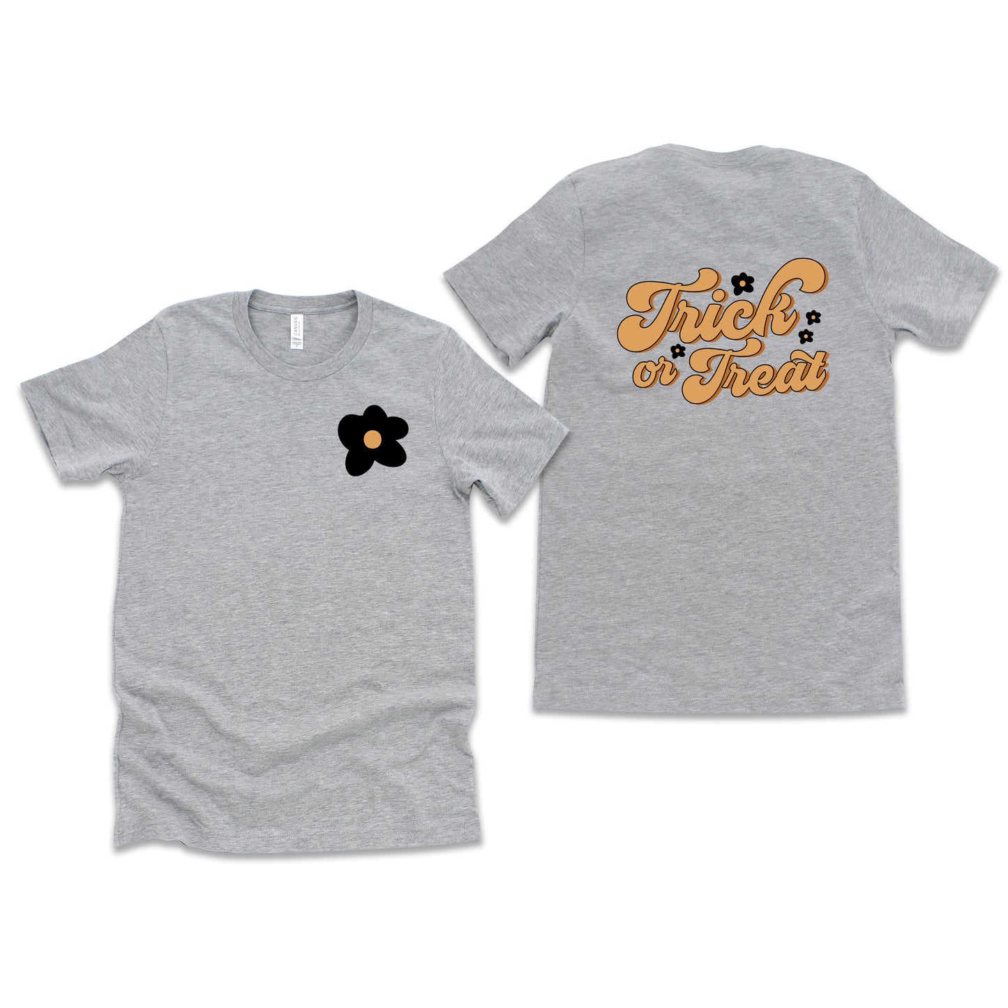 Trick Or Treat Flowers | Front & Back Short Sleeve Graphic Tee