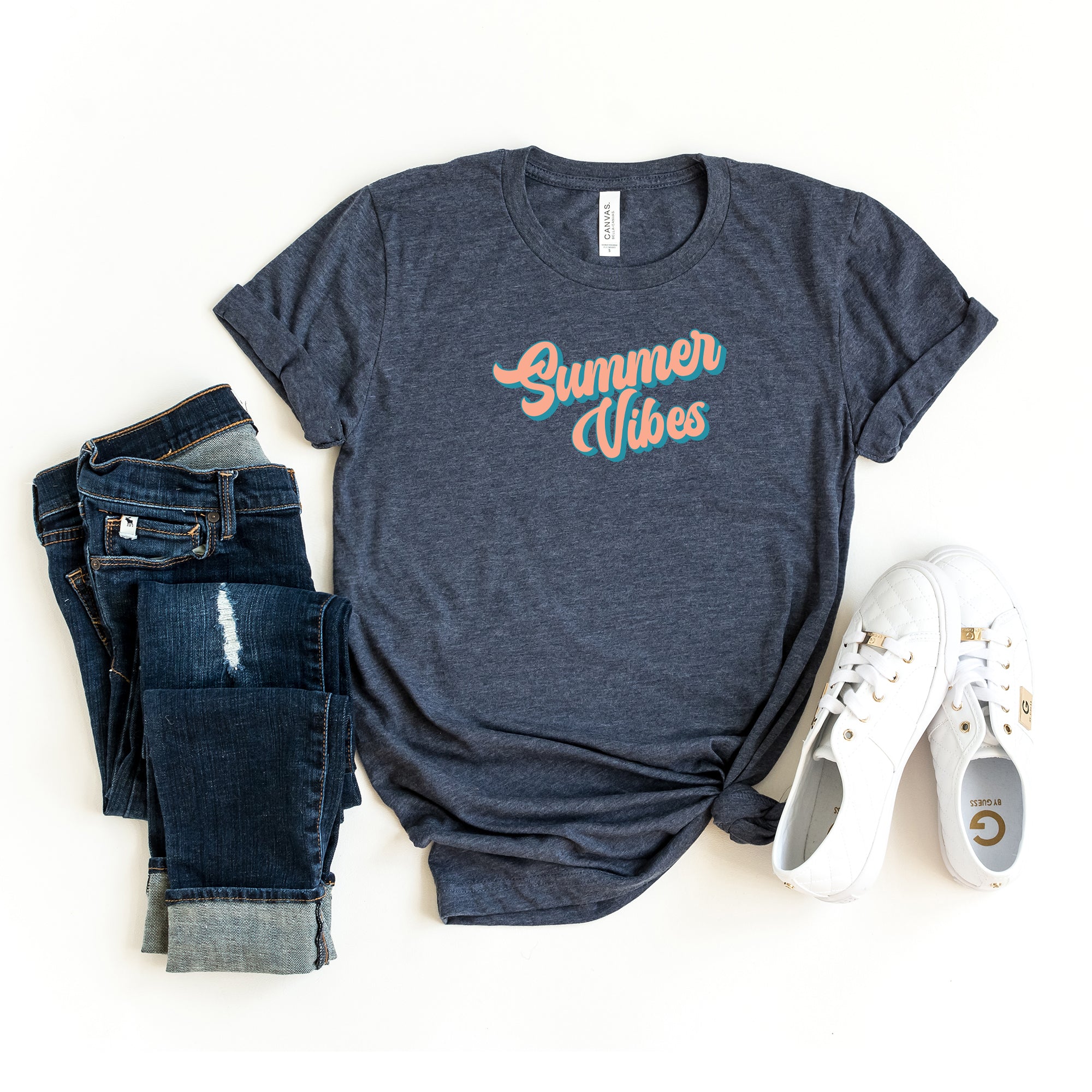 Summer Vibes Colorful Cursive | Short Sleeve Graphic Tee