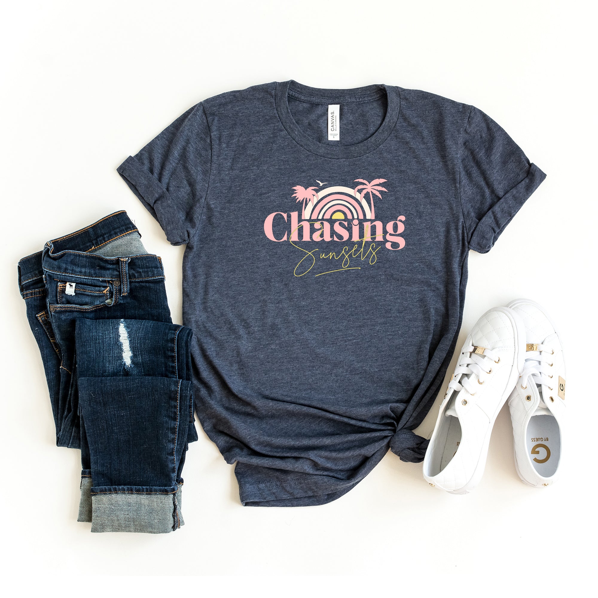 Chasing Sunsets Rainbow | Short Sleeve Graphic Tee