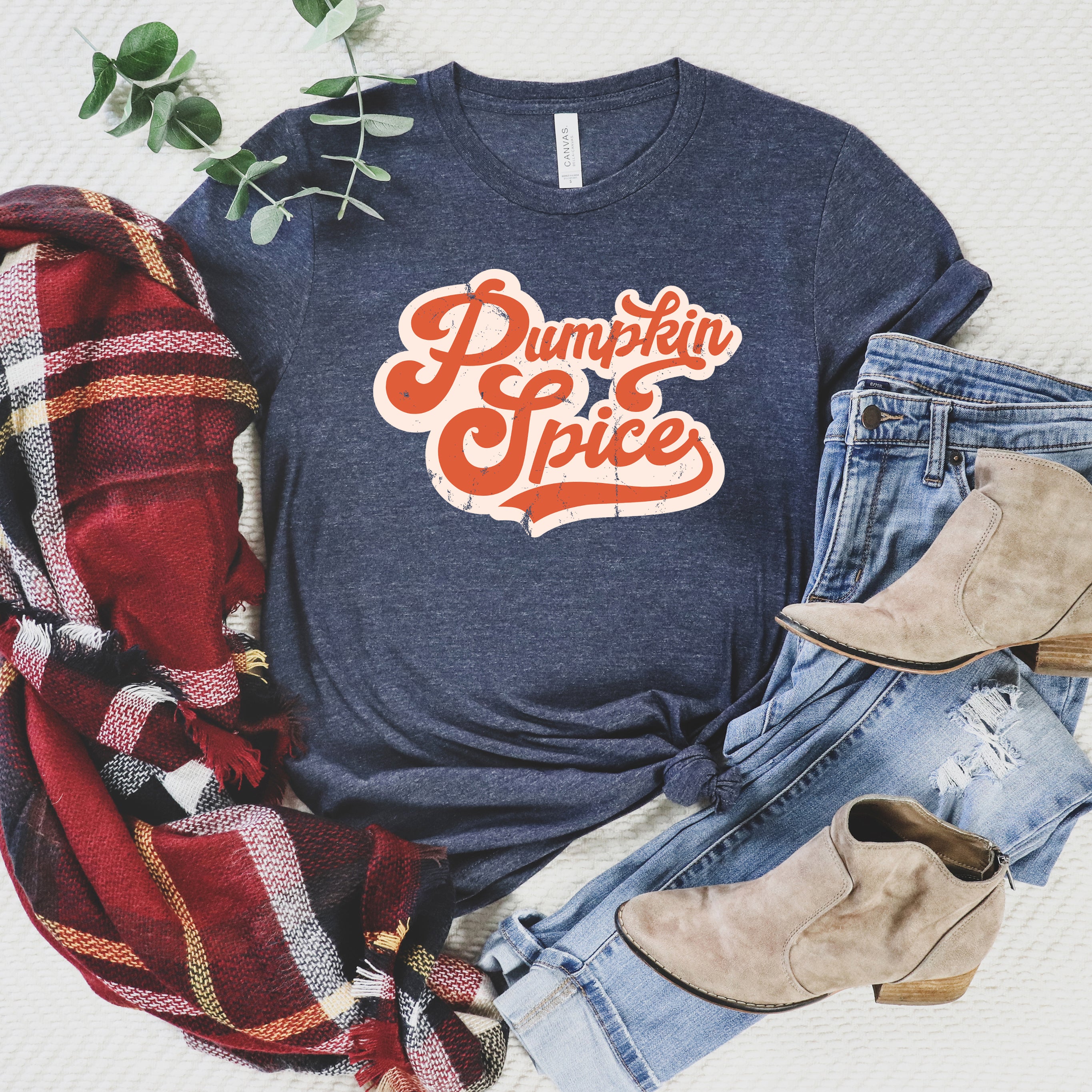 Retro Pumpkin Spice Words | Short Sleeve Graphic Tee