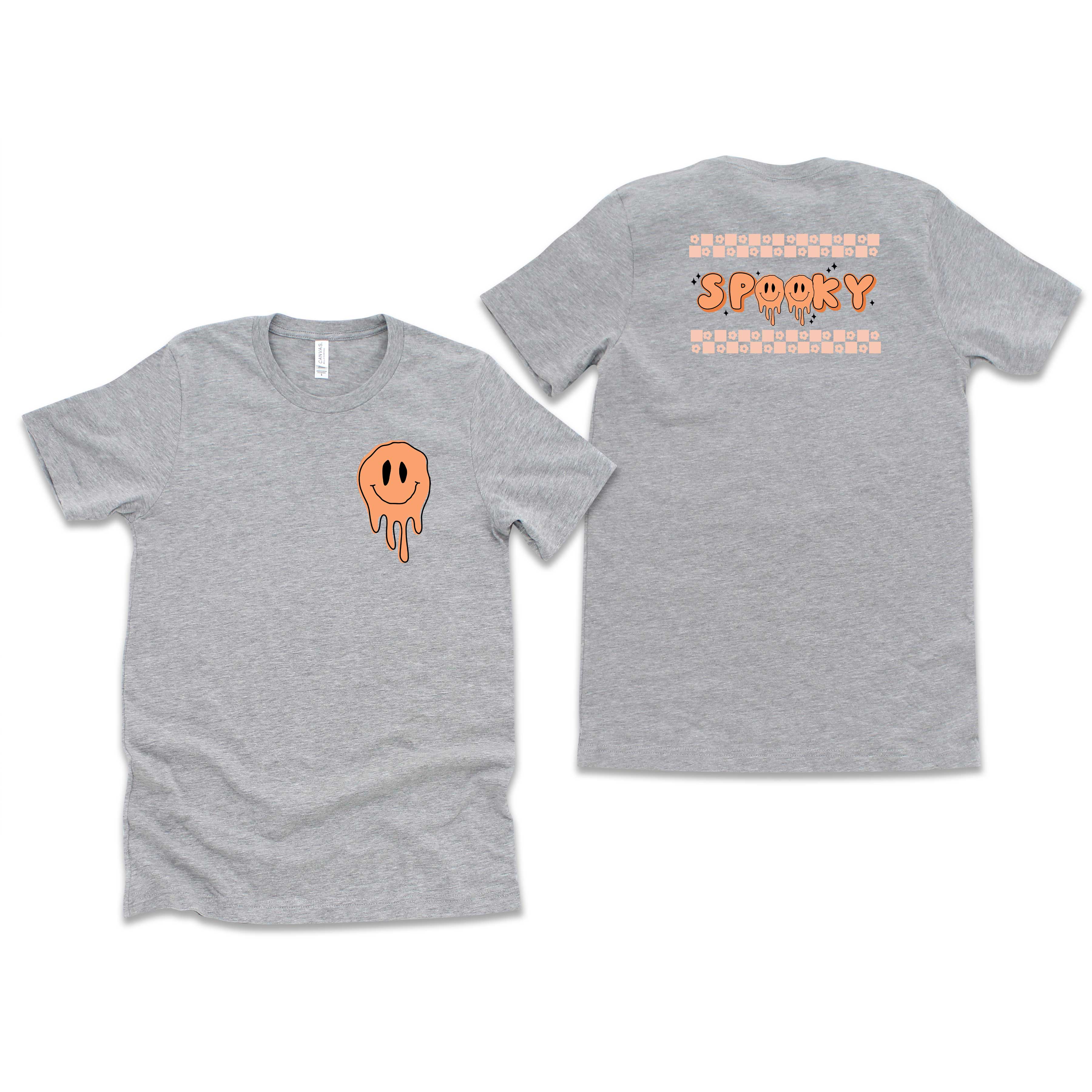 Spooky Checkered Flowers | Front & Back Short Sleeve Graphic Tee