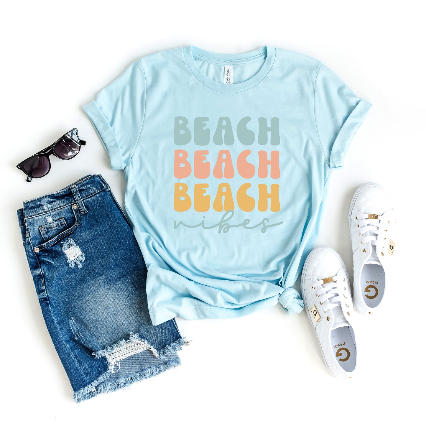 Beach Vibes Stacked | Short Sleeve Graphic Tee