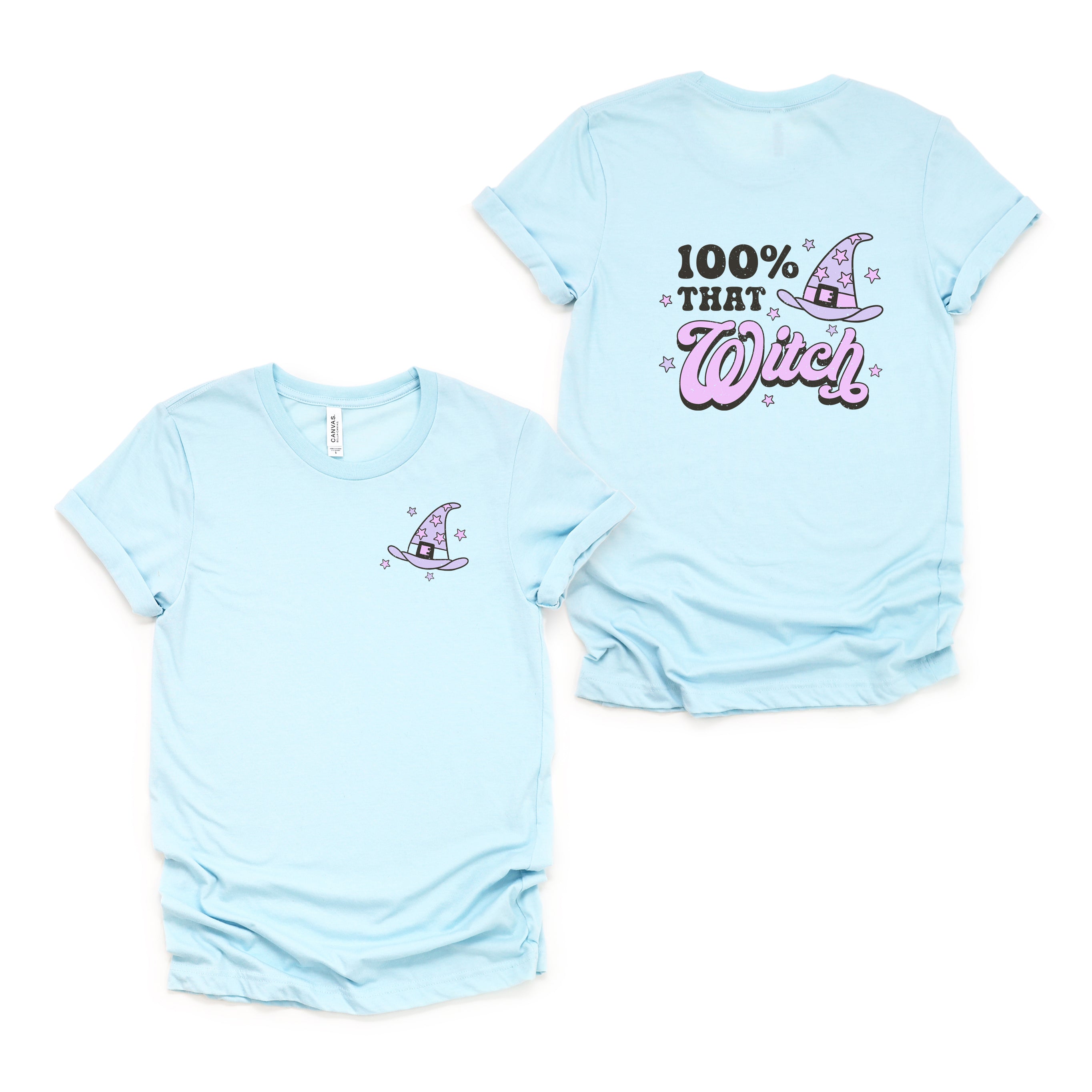 Purple 100% That Witch | Front & Back Short Sleeve Graphic Tee