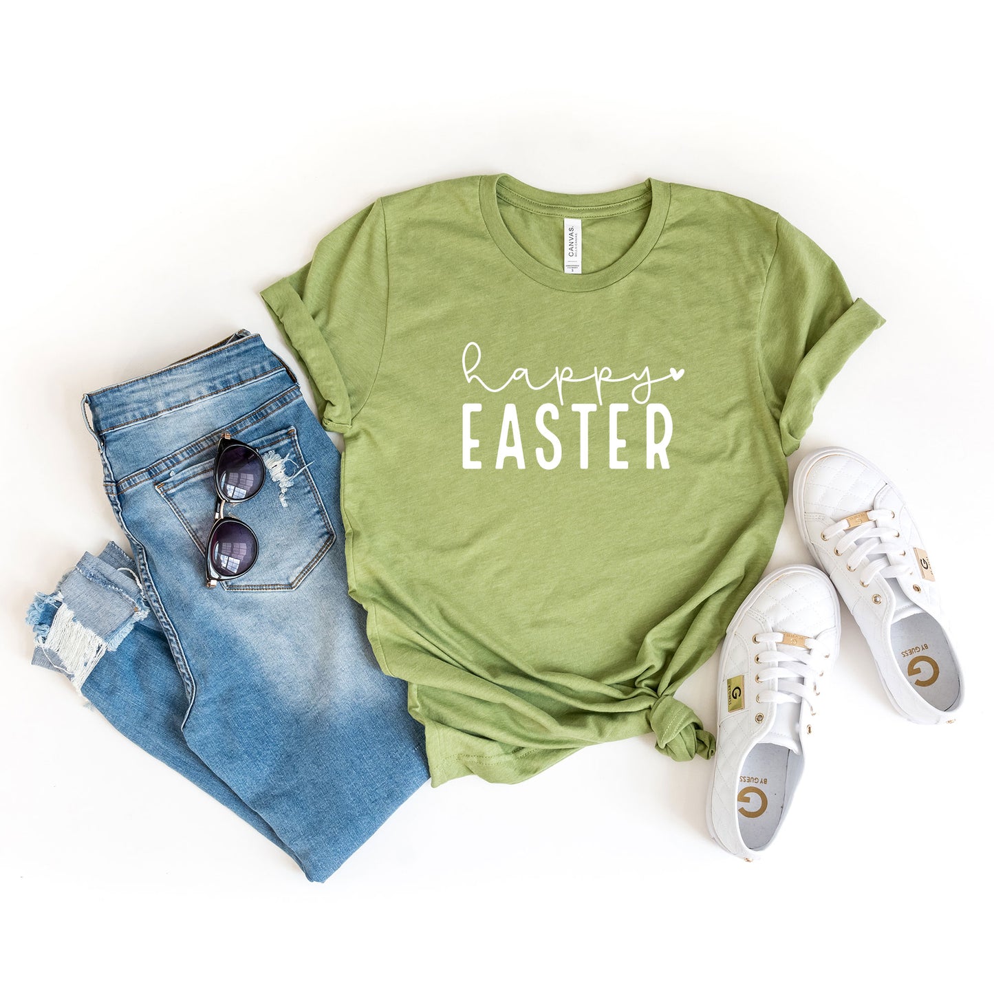 Happy Easter With Heart | Short Sleeve Graphic Tee