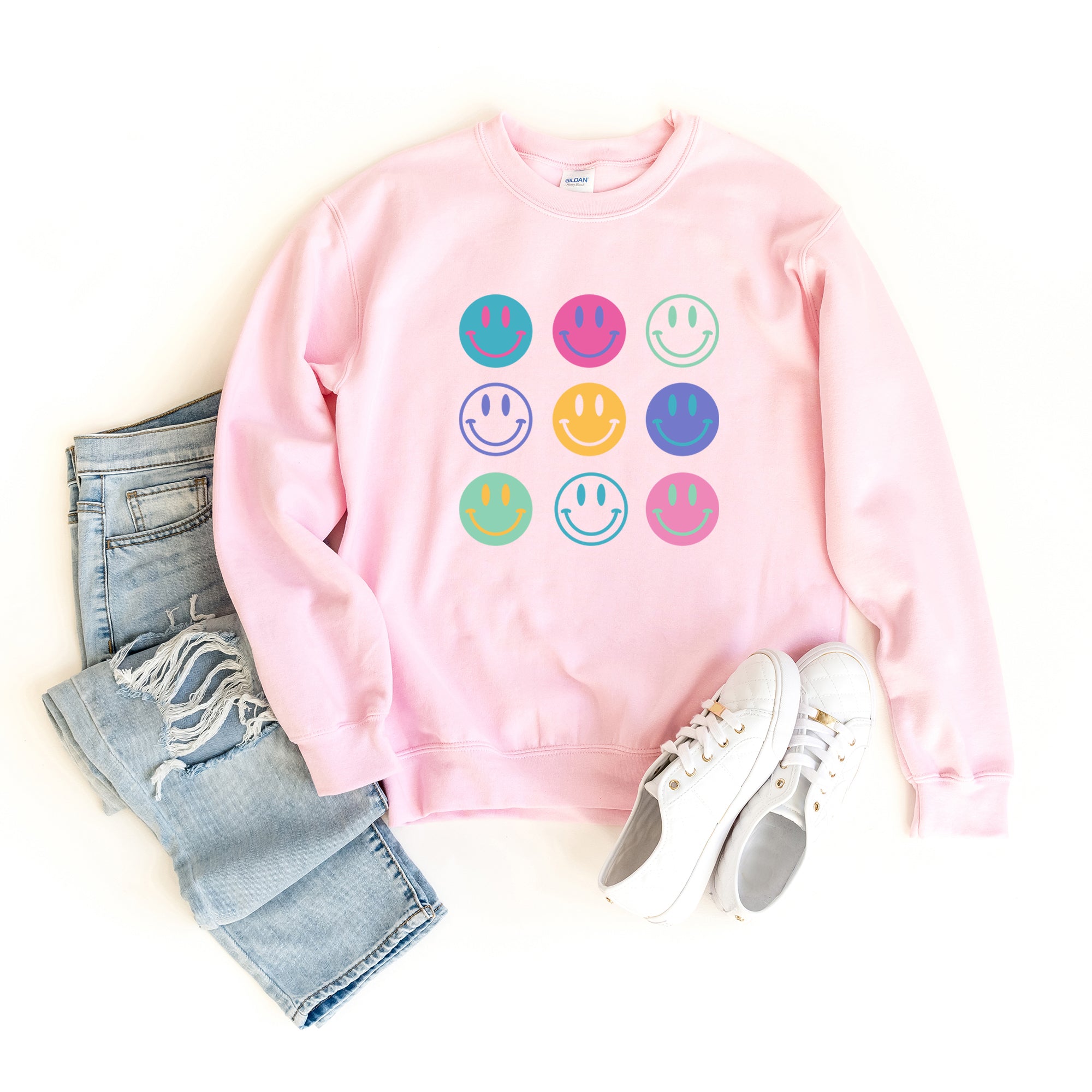 Stacked Smiley Faces | Sweatshirt